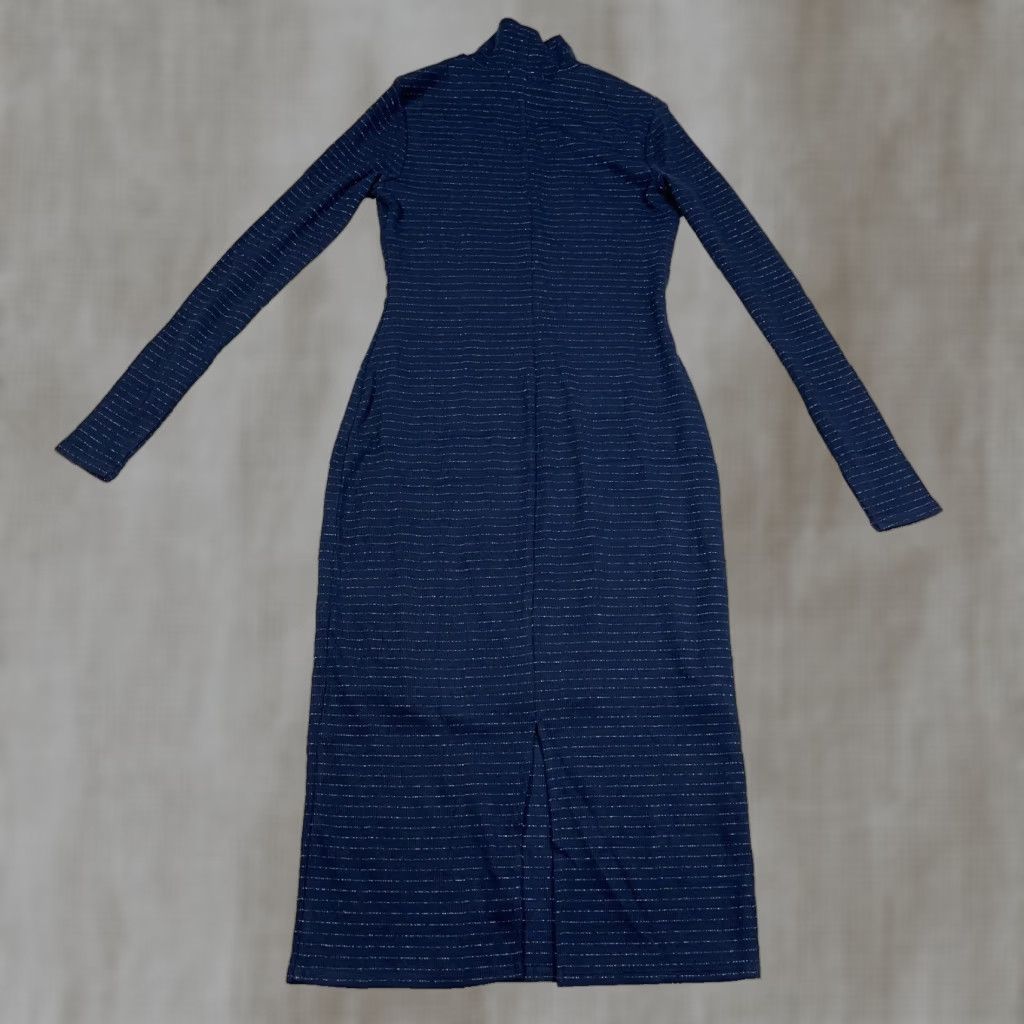 Marine Layer Marine Layer Lexi Rib Turtleneck Midi Dress in Navy Lurex Stripe Women Small Size S / US 4 / IT 40 - 1 Thumbnail