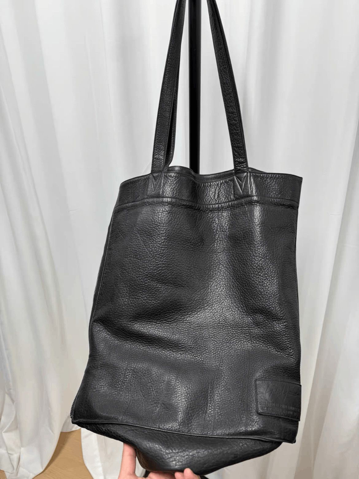 Yohji Yamamoto Pour Homme Logo Leather Tote Bag