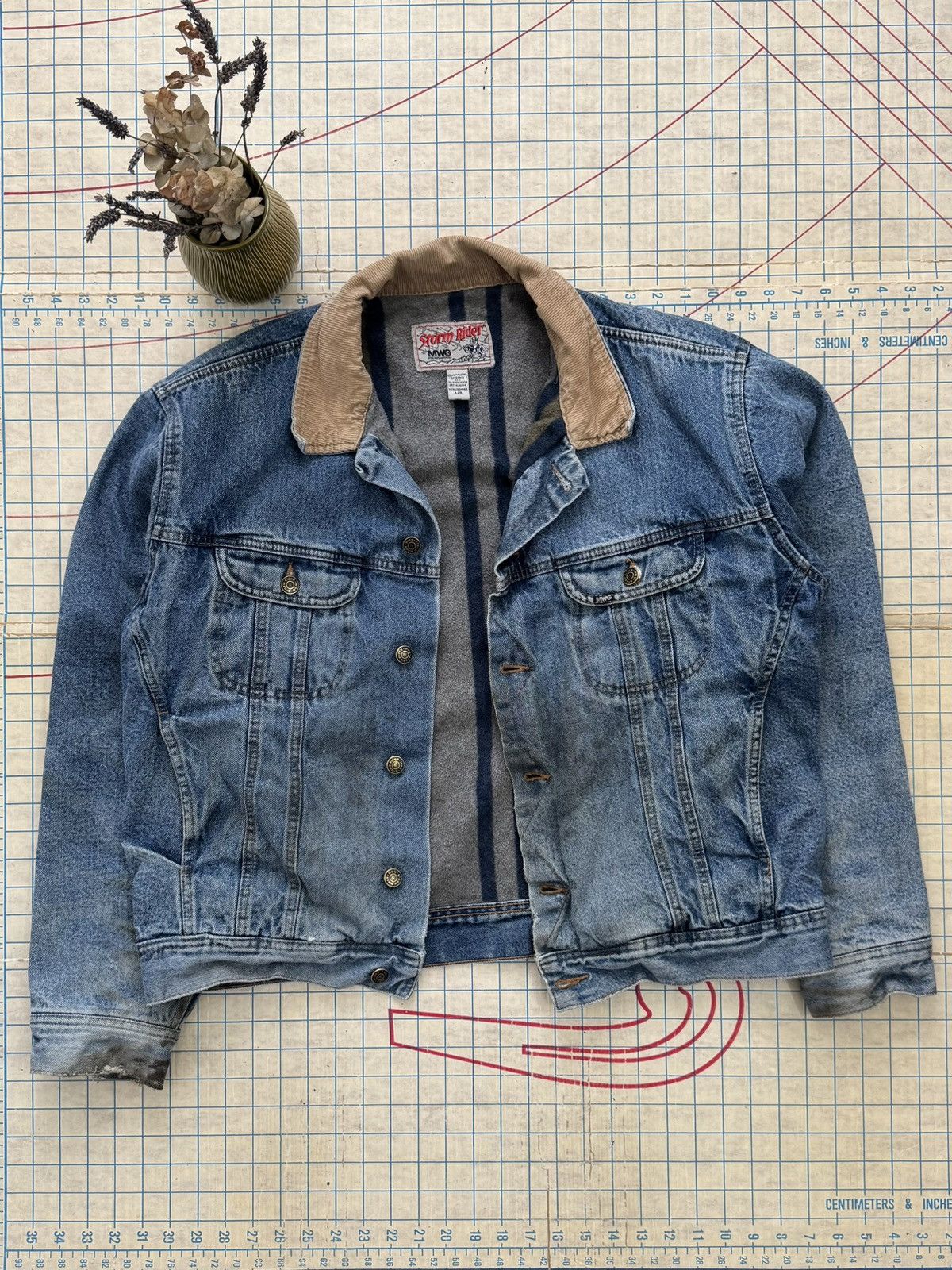 Vintage MWG Storm Rider Blanket Lined Denim Jacket Size Larg - Main Image