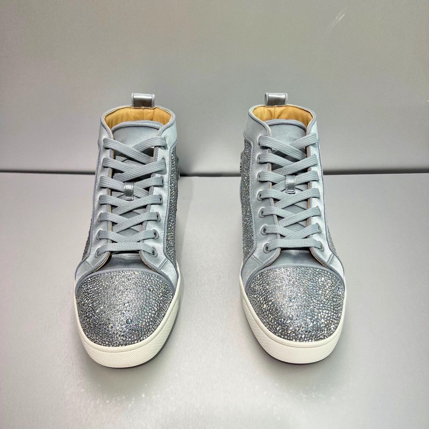 Christian Louboutin CL High-Top Silver Crystal Sneakers 41.5 EU Like New Size US 8.5 / EU 41-42 - 2 Thumbnail