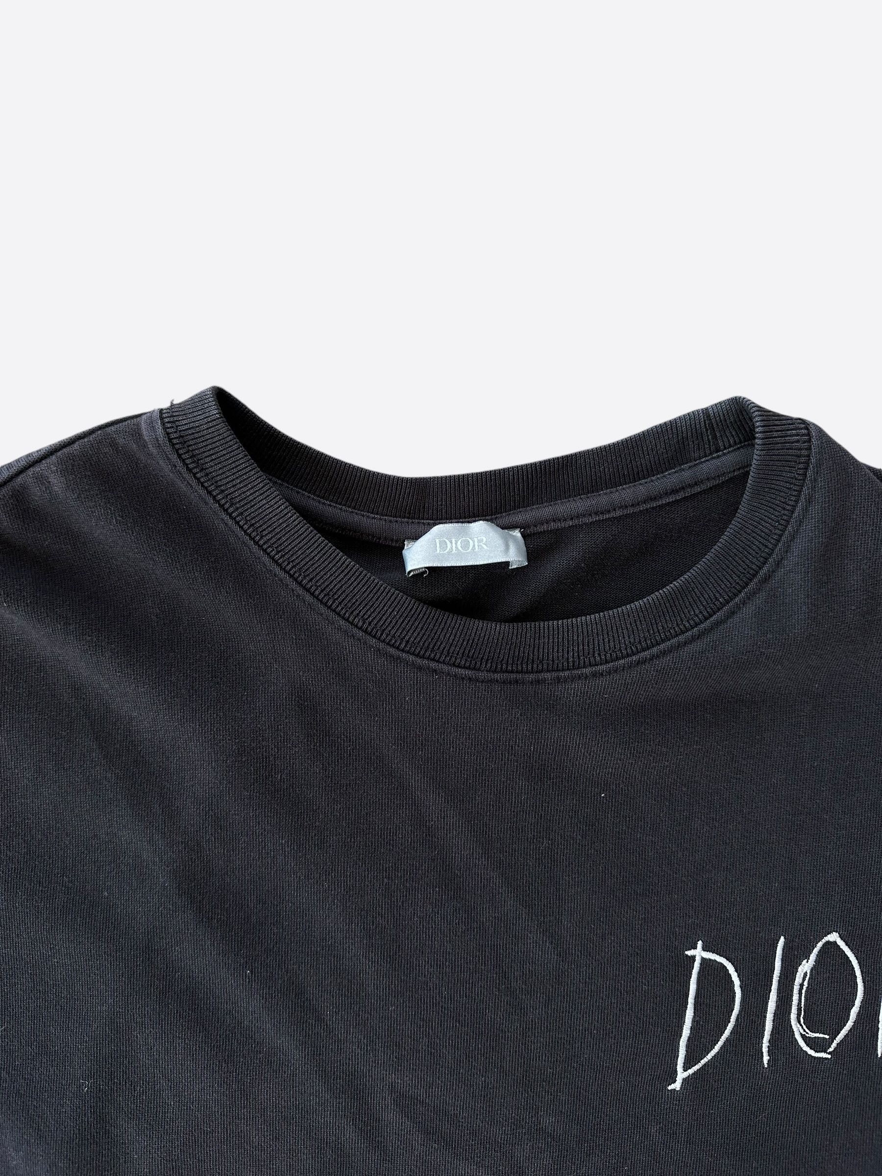 Dior Dior Raymond Pettibon Black & White Embroidered Logo T-Shirt 