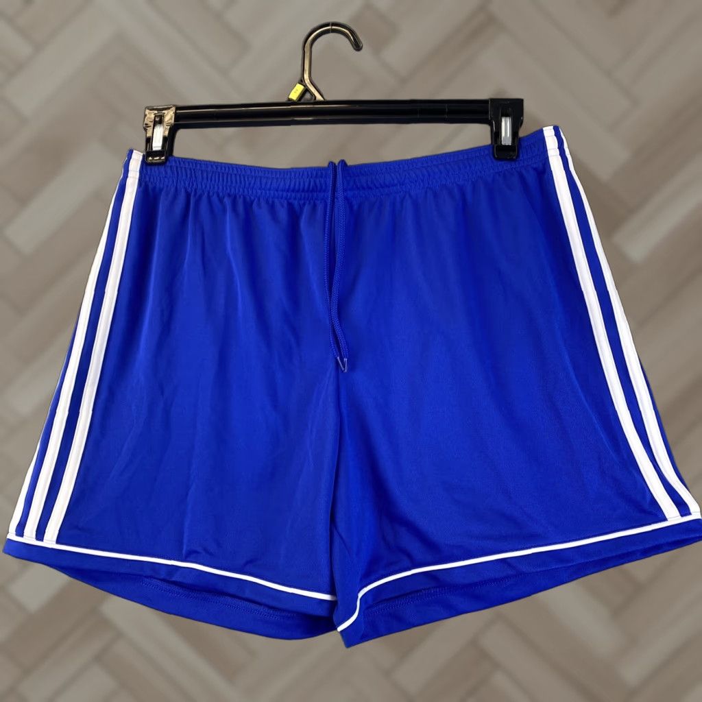 Adidas VINTAGE adidas Shorts Men Large Blue Athletic Soccer Climalite Drawstring Activewear Size US 33 - 1 Thumbnail