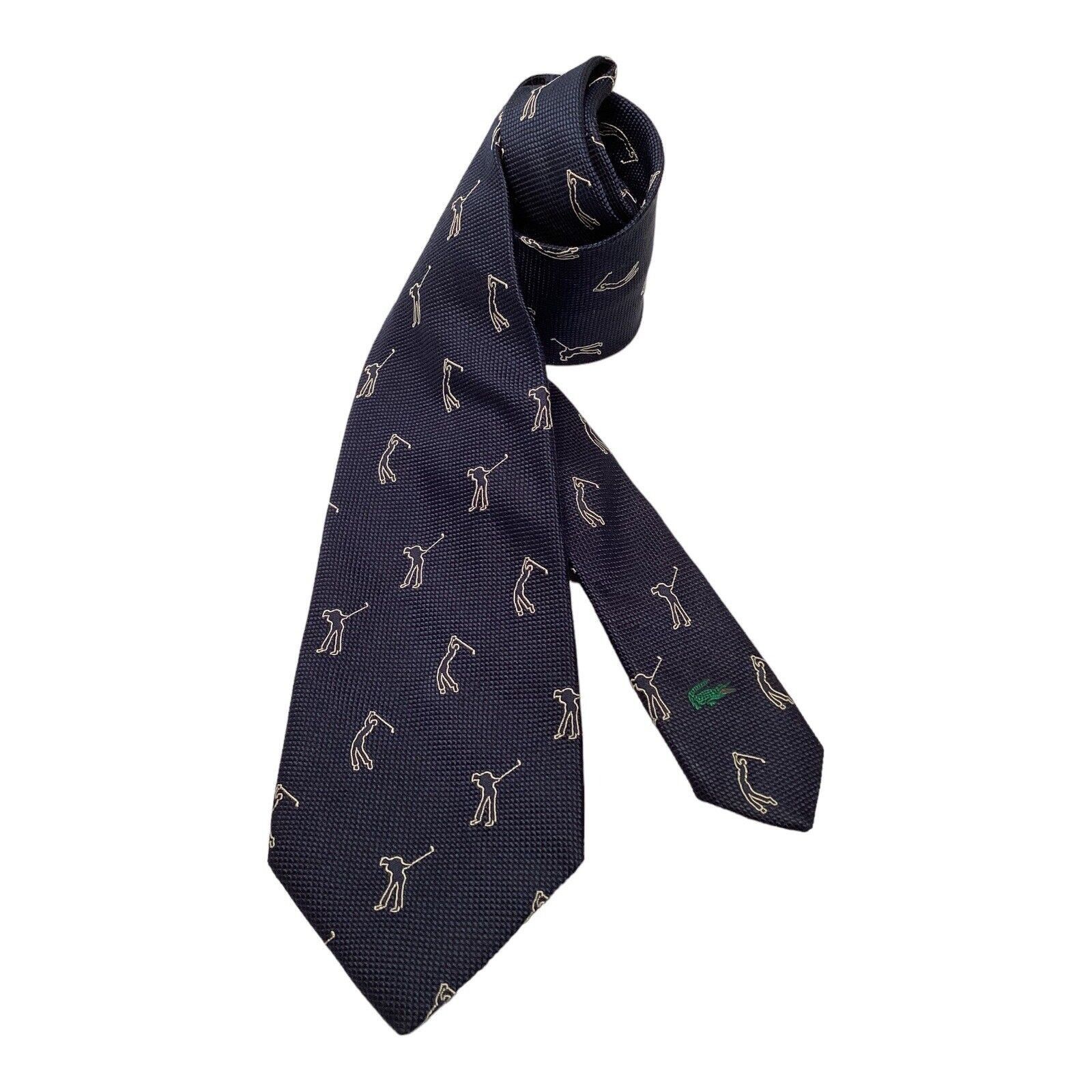 Lacoste LACOSTE Blue Golfer Print Luxury Silk Tie W: 3.5" EX COND Size ONE SIZE - 1 Thumbnail