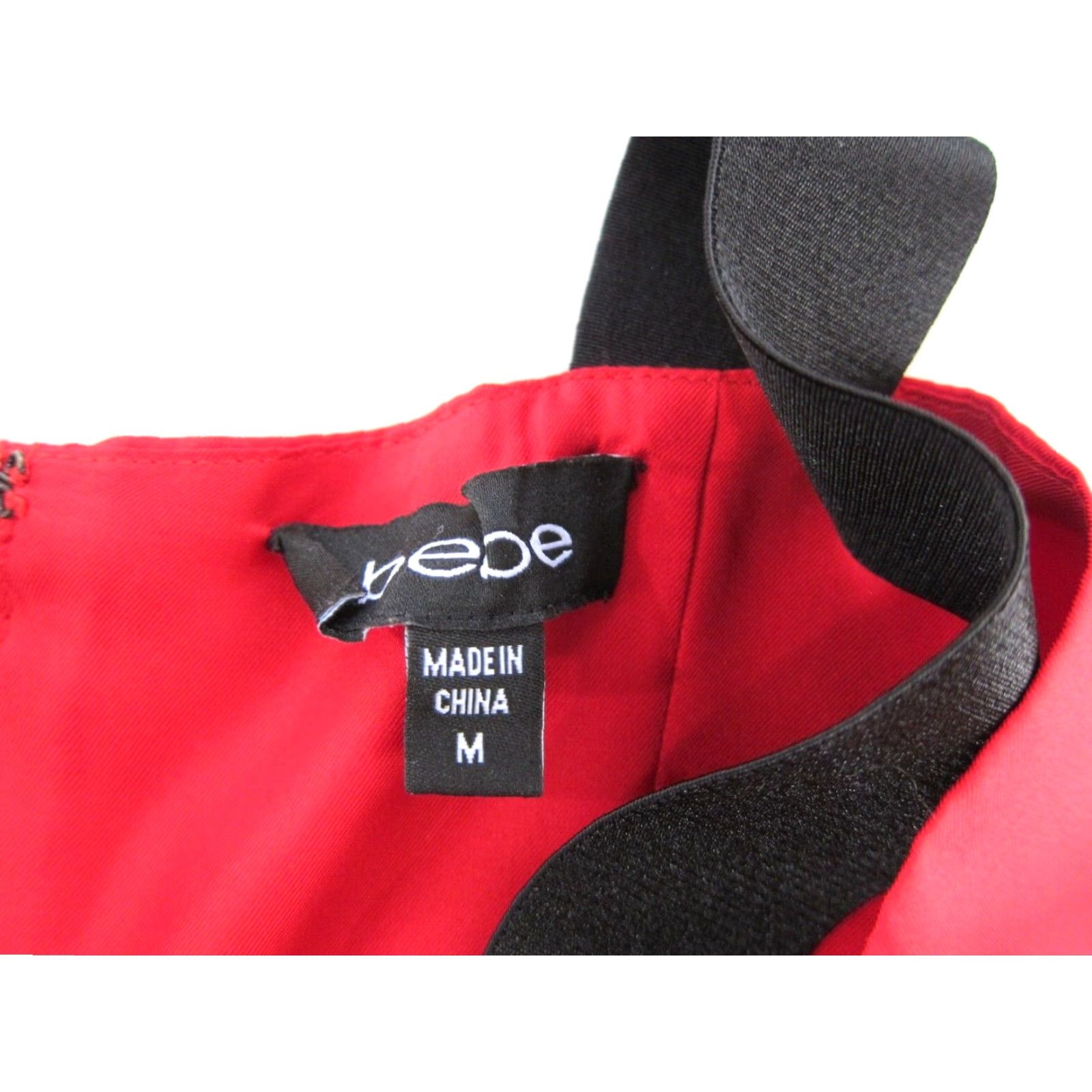 Bebe bebe Red 100% Silk Black Strap Pleated Empire Waist Sheath Party Dress Medium Size M / US 6-8 / IT 42-44 - 3 Thumbnail