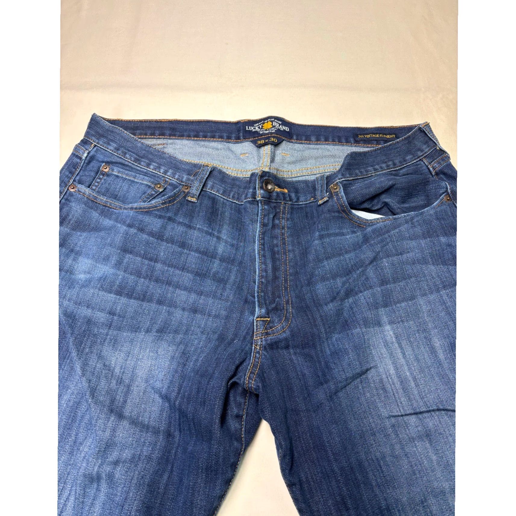 Lucky Brand VINTAGE Lucky Brand Jeans 361 Straight Mens 38x30 Dark Wash Denim Shirt? Size US 38 / EU 54 - 2 Thumbnail