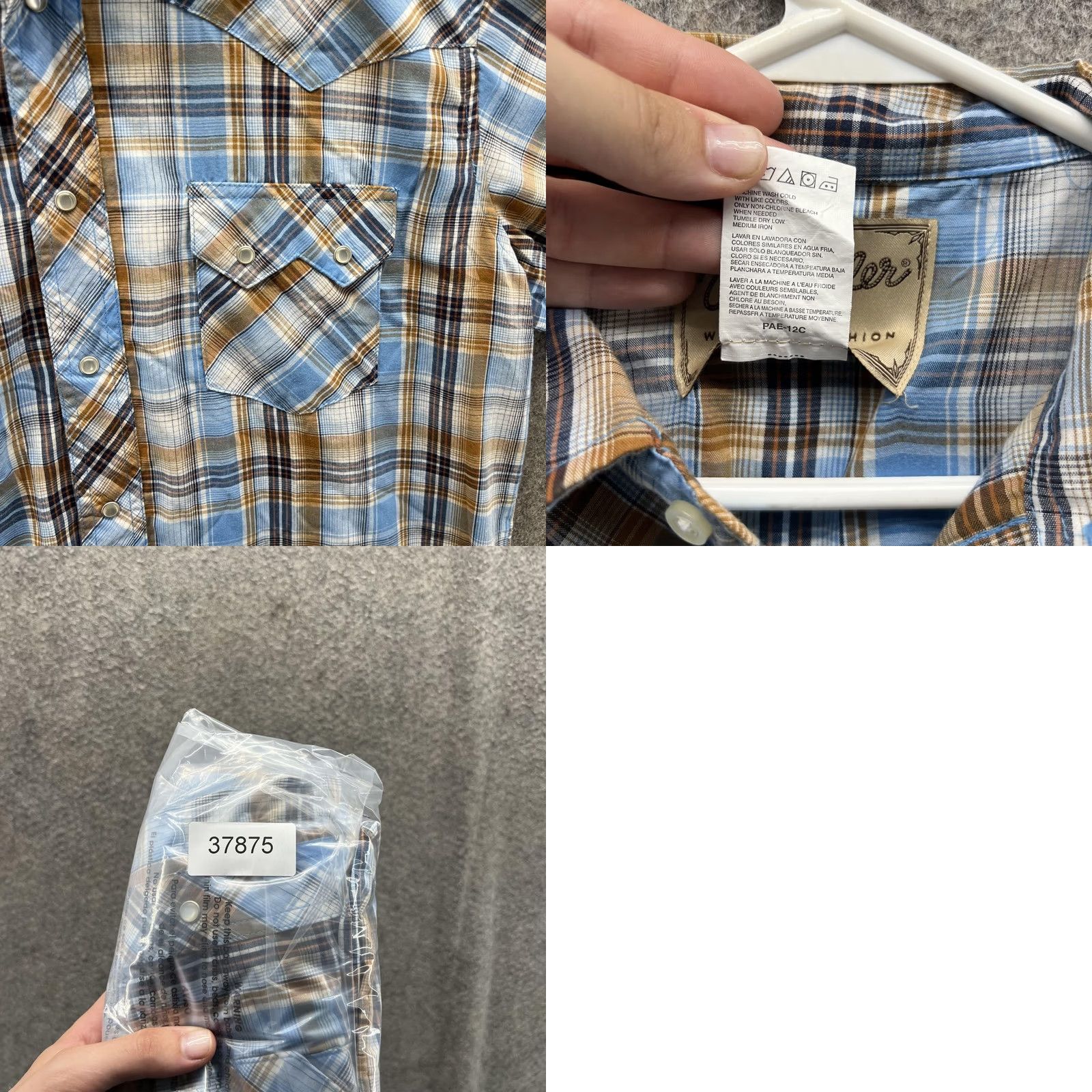 Wrangler VINTAGE Wrangler Western Shirt Mens Large Blue Brown Plaid Short Sleeve Pearl Snap Women? Actually Mens. Size US L / EU 52-54 / 3 - 8 Thumbnail