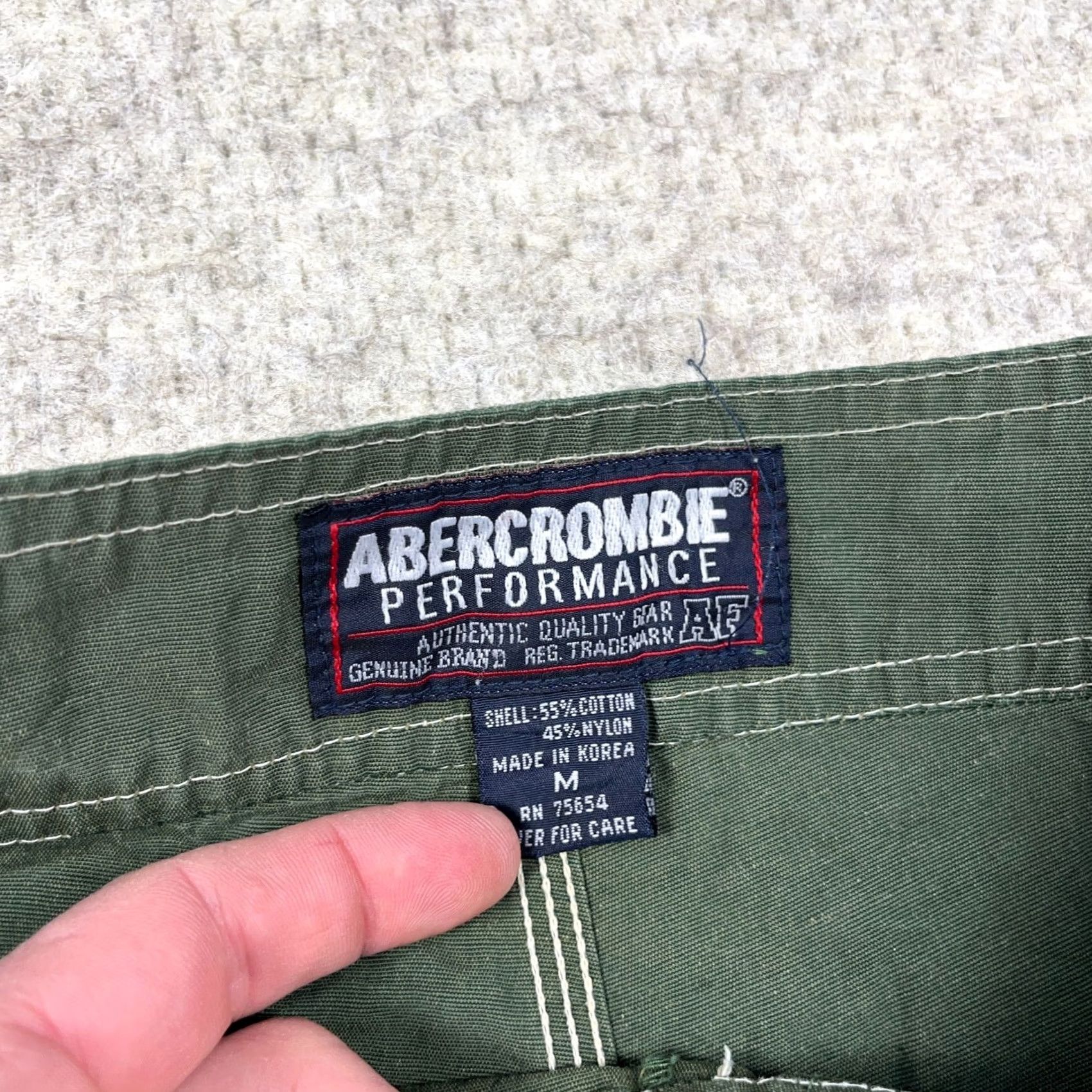 Abercrombie & Fitch VINTAGE Abercrombie & Fitch Swim Trunks Men M Olive Green Logo Pockets Quick Dry Summer Size US 31 - 3 Thumbnail