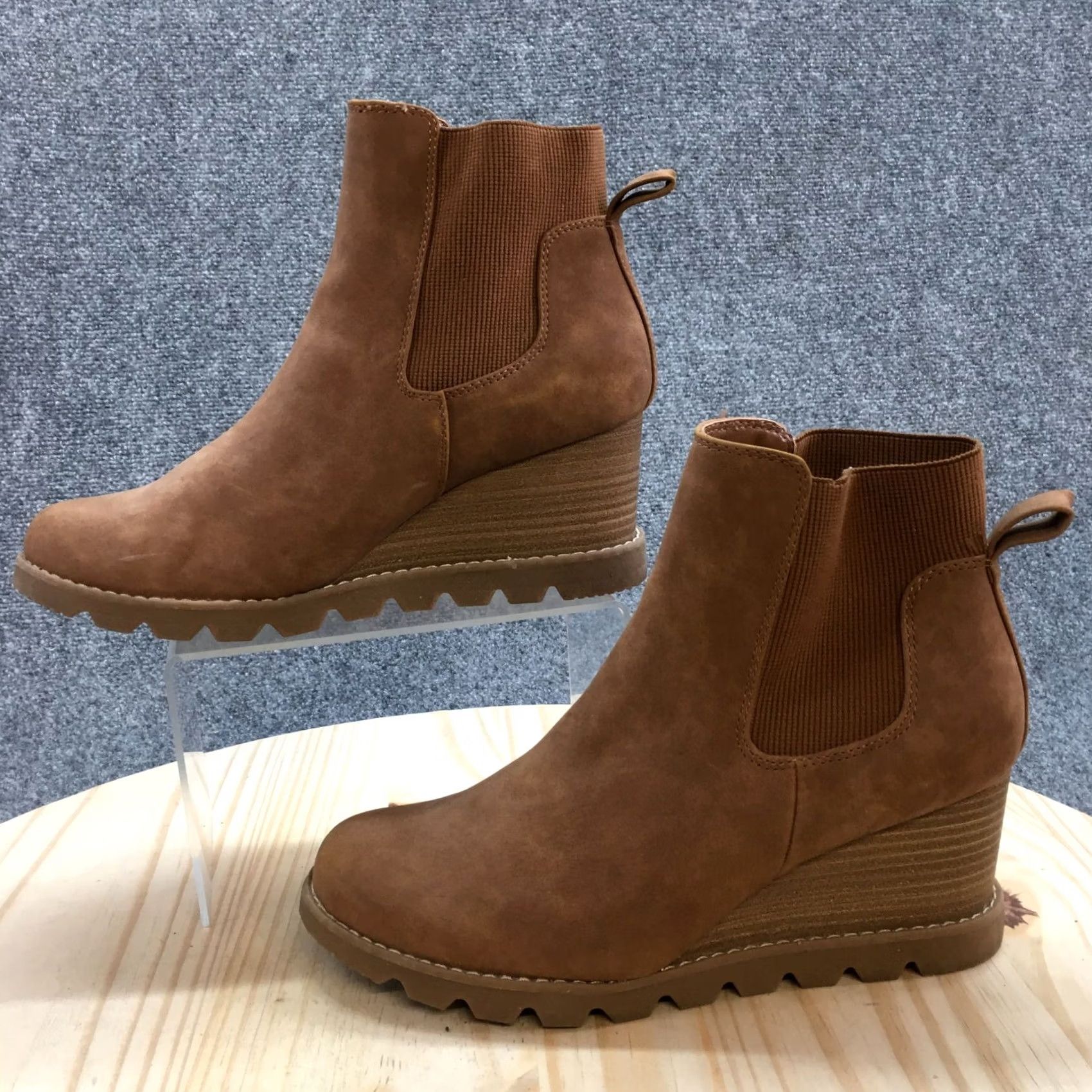 Vintage Universal Thread Chelsea Boots Womens 9 Brown Linda Leather Wedge Pull On Casual Size US 9 / IT 39 - 4 Thumbnail