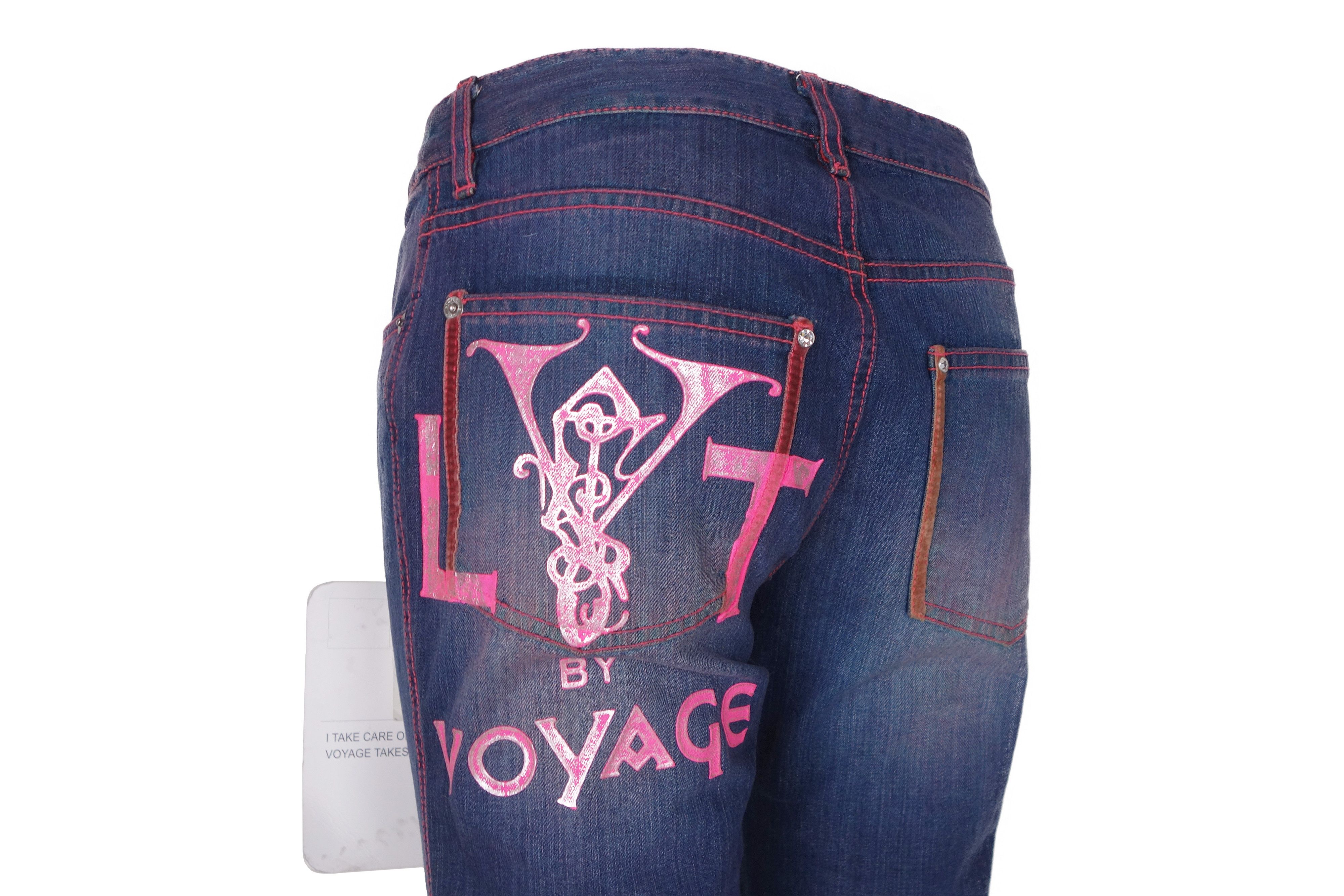 Voyage LT by Voyage Passion Jeans Print Logo Rhinestones Low Rise Size 27" / US 4 / IT 40 - 4 Thumbnail