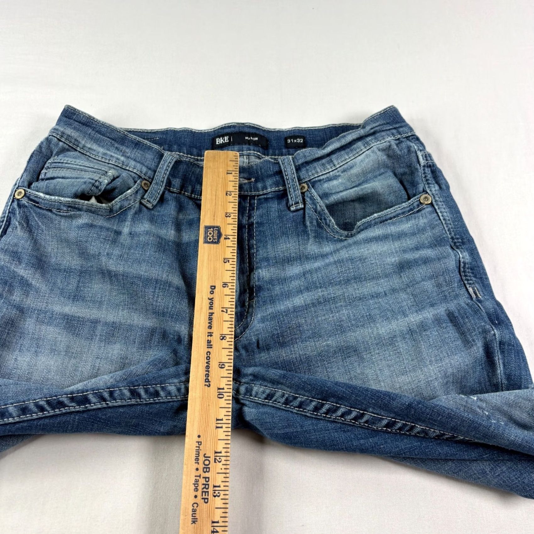 BKE BKE Jeans Mens 31x32 Blue Mason Tapered Distressed Denim Medium Wash Size US 31 - 7 Thumbnail