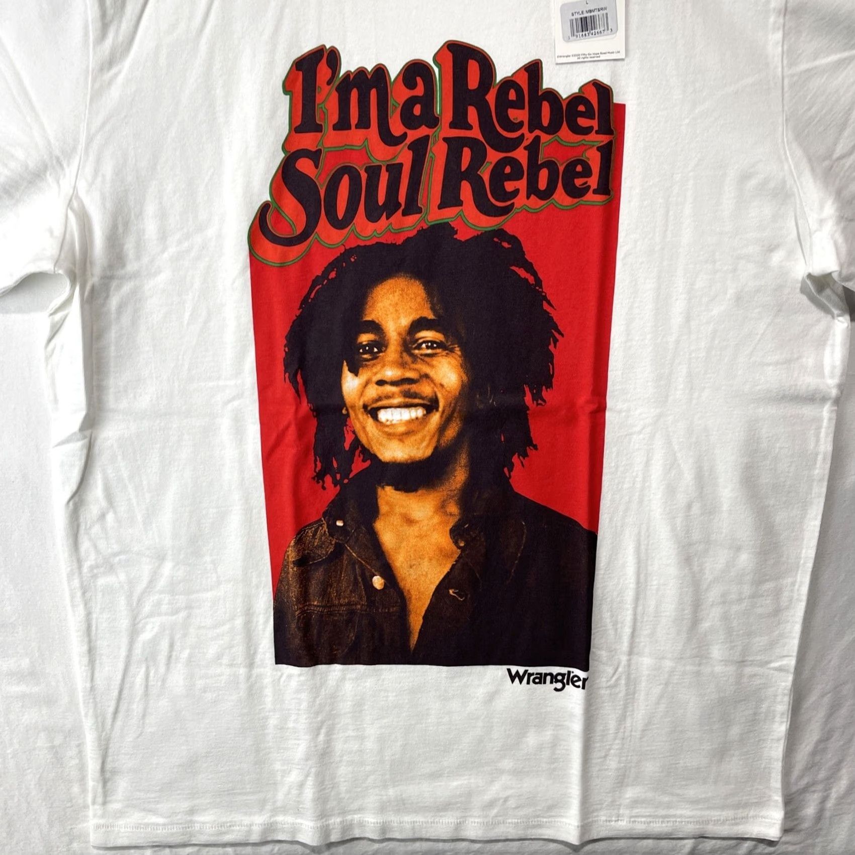 Wrangler Wrangler Shirt Mens Large White Bob Marley Im A Soul Rebel Short Sleeve Tee Size US L / EU 52-54 / 3 - 4 Thumbnail
