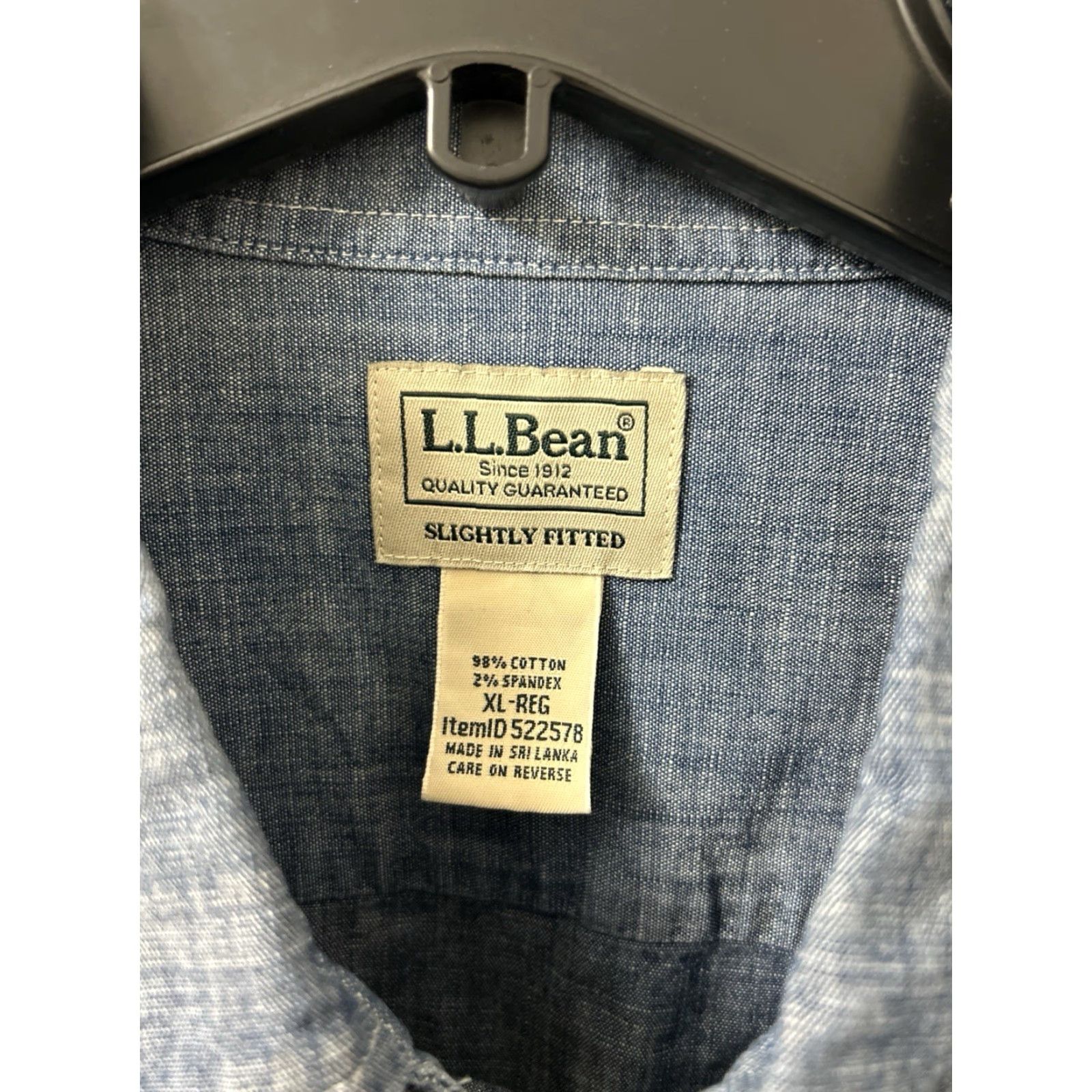 Vintage L.L. Bean Chambray Shirt Mens XL Blue Slim Button-Down Short Sleeve with Pocket Size US XL / EU 56 / 4 - 6 Thumbnail