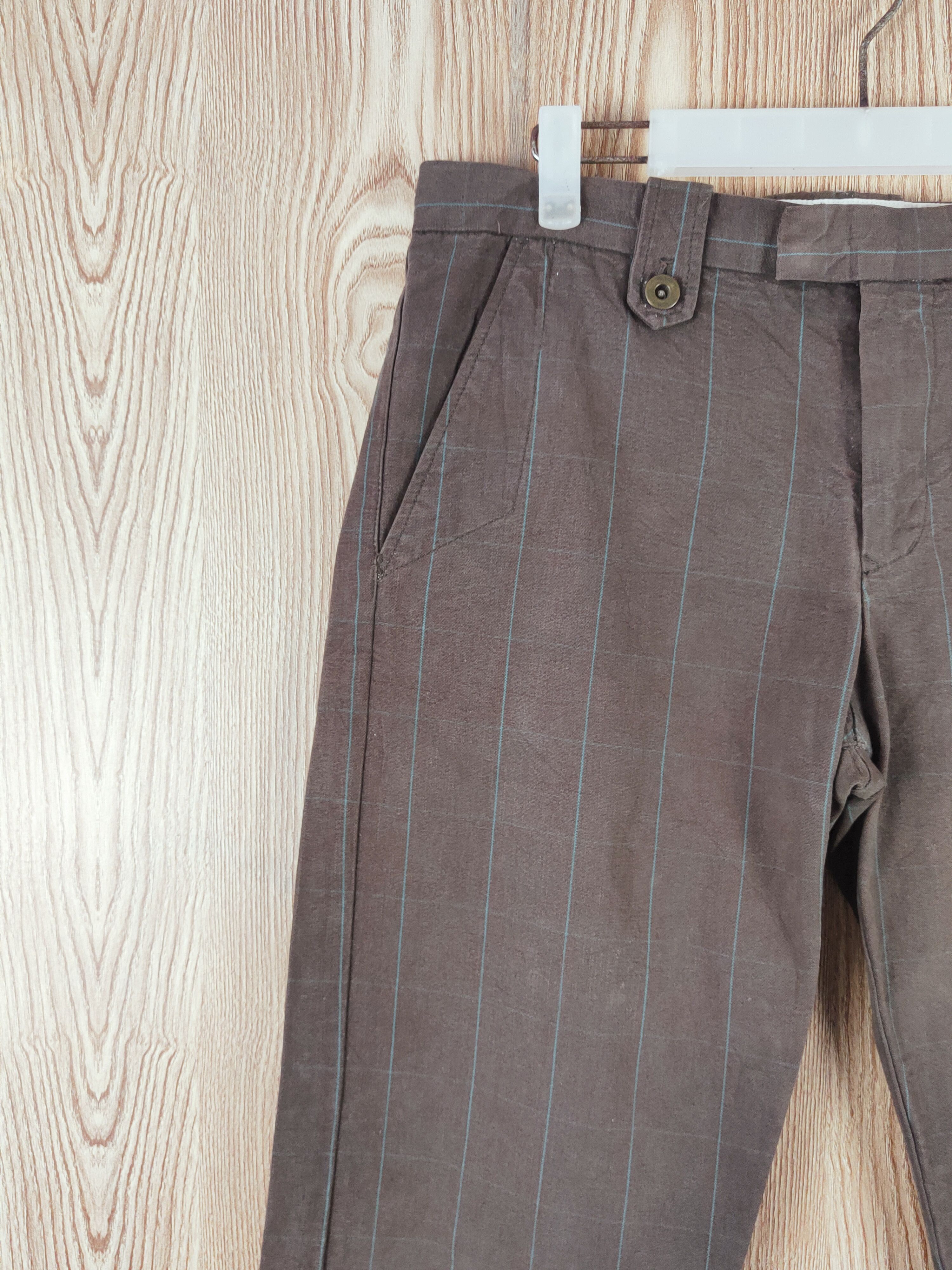 Japanese Brand × OVER THE STRiPES × Vintage Rna Dark Brown Faded stripe vintage Casual Pants #W087 Size 31" - 3 Thumbnail