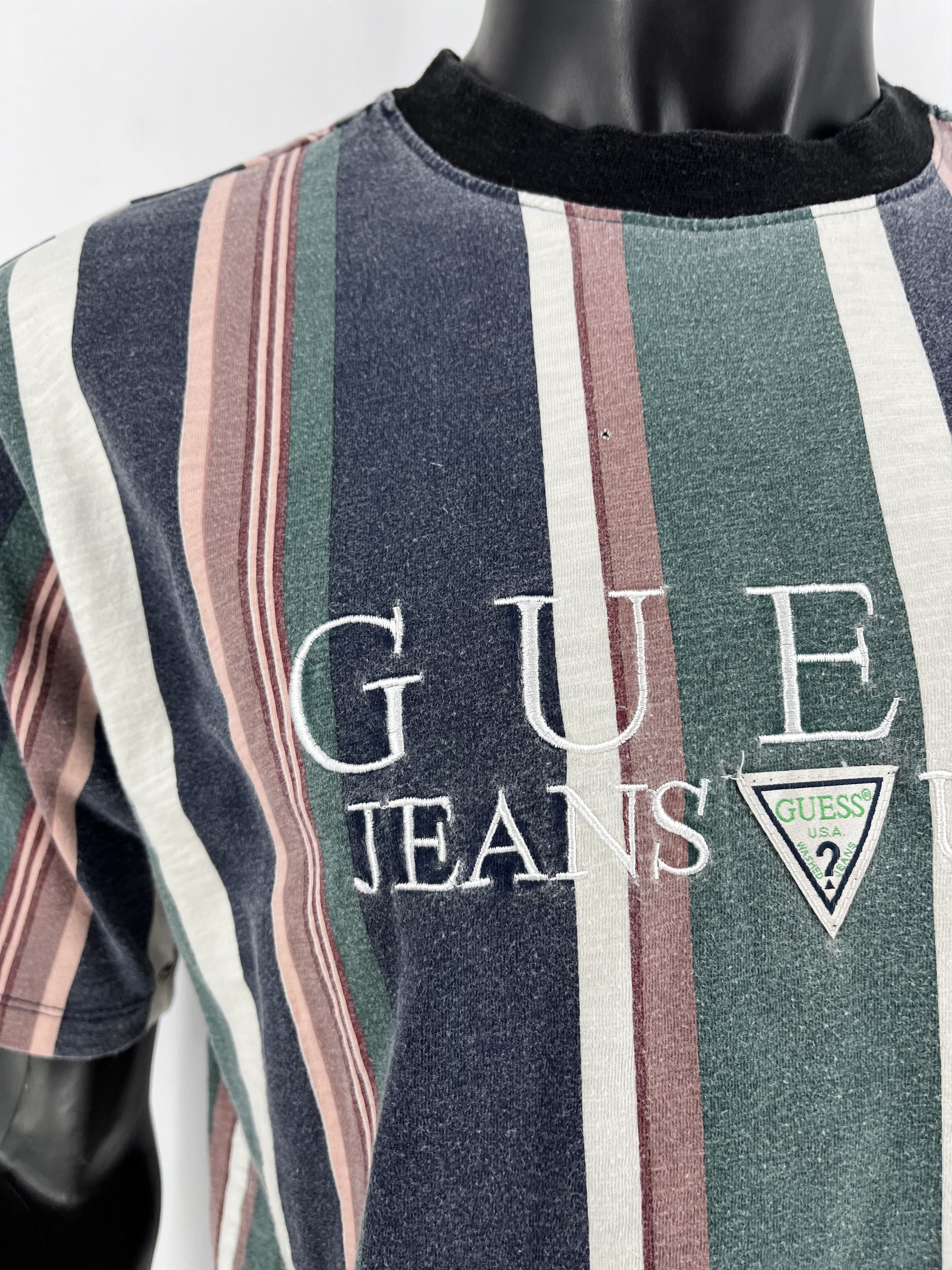 Guess × Vintage Vintage OG Guess Jeans USA Stripes Style Logo Shirt Size US S / EU 44-46 / 1 - 10 Thumbnail