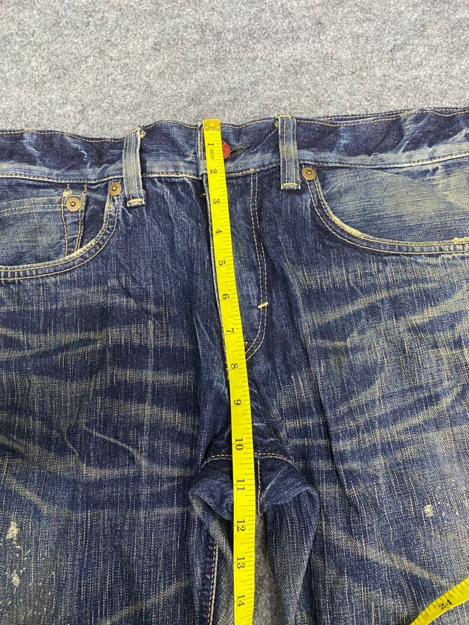 Edwin 💥Flare💥Vintage Edwin 503 Blue Trip Distressed denim Size US 35 - 7 Thumbnail