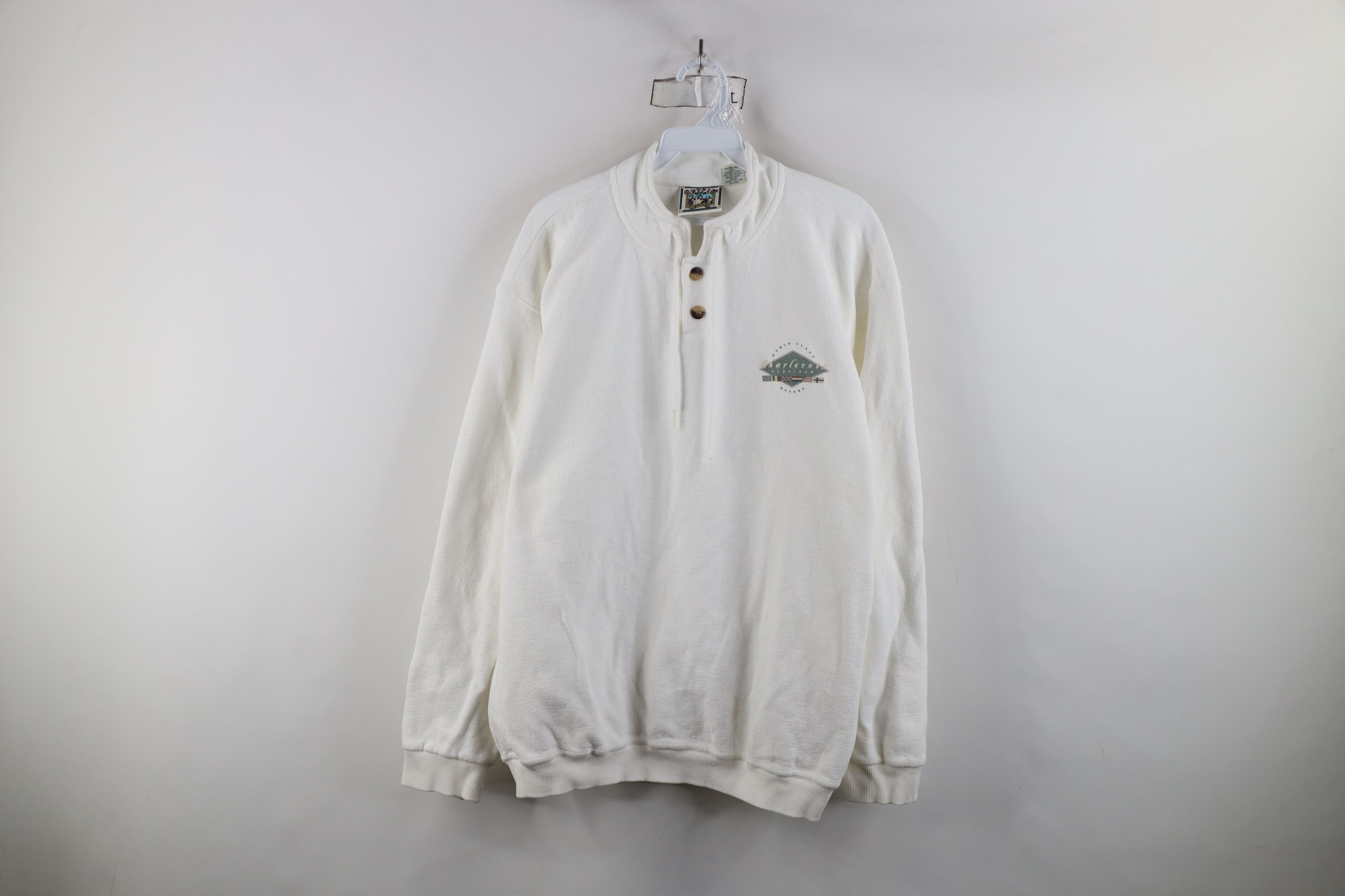 Vintage Vintage 90s Streetwear Charlevoix Michigan Henley Sweater Size US XL / EU 56 / 4 - 1 Thumbnail