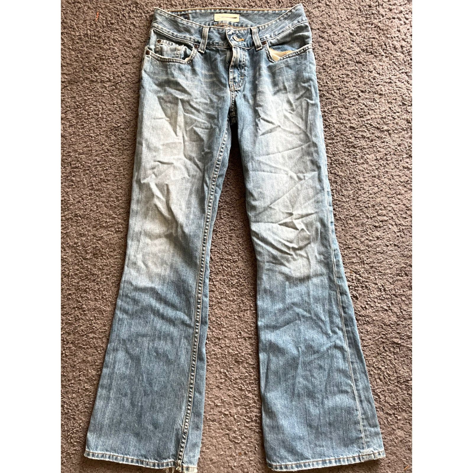 BKE VINTAGE Buckle BKE Jeans Culture Bootcut Women 28R 28x31 Denim Blue 98%Cotton 2%Spandex Distressed Thick Stitch Pockets Size 28" / US 6 / IT 42 - 4 Thumbnail