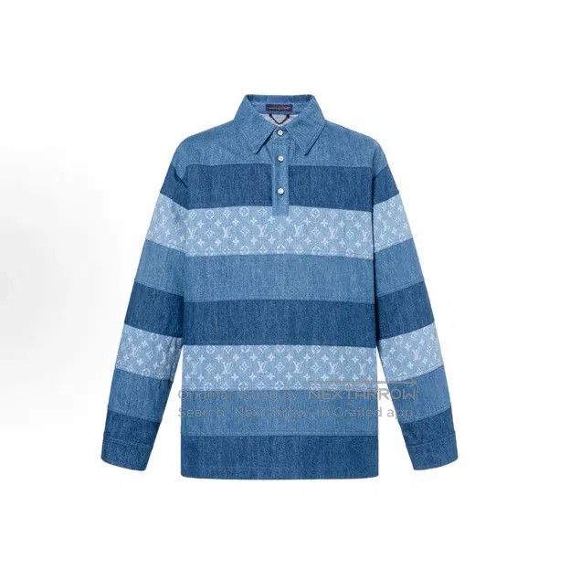 Louis Vuitton Louis Vuitton Blue striped full-print polo long sleeve Size US M / EU 48-50 / 2 - 1 Thumbnail