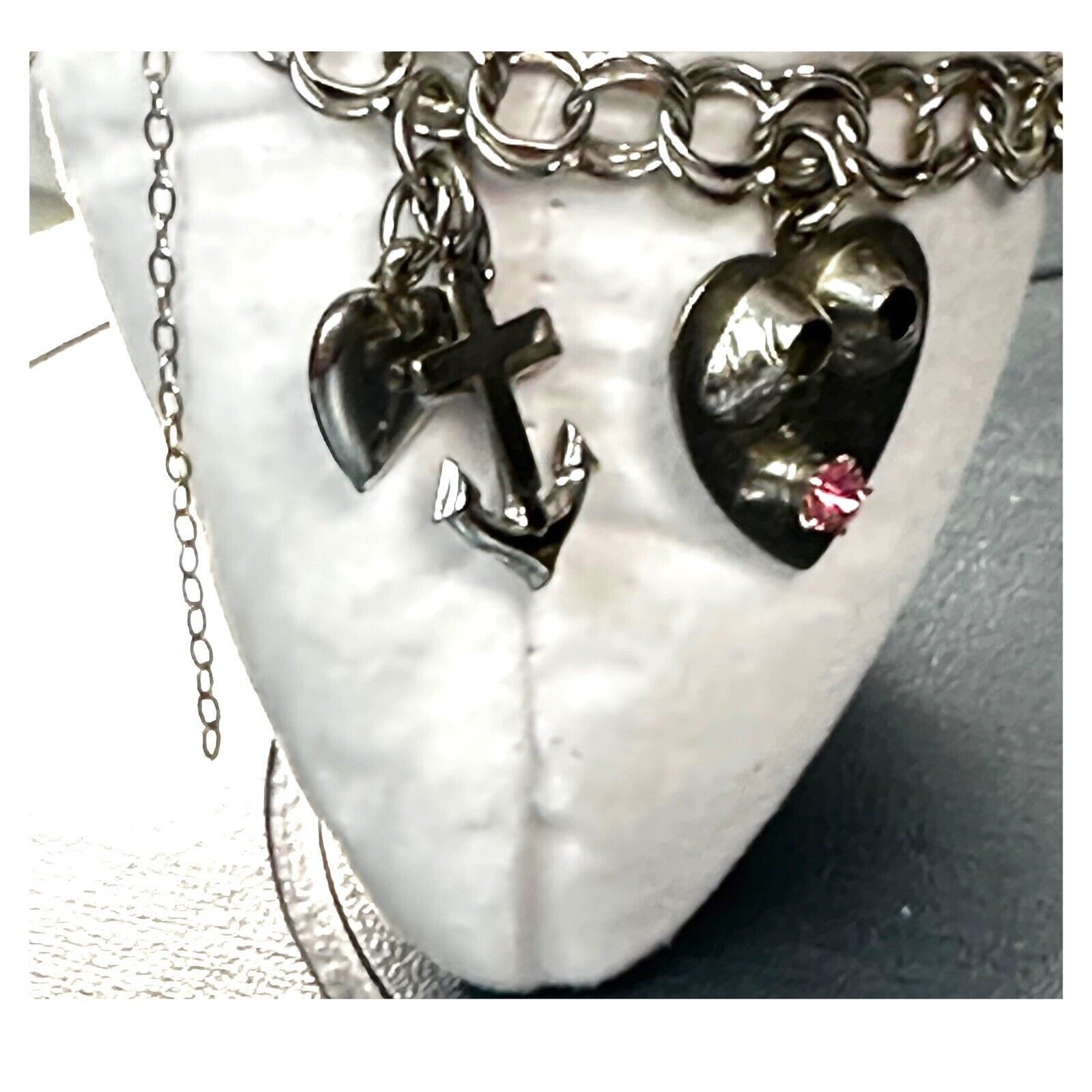 Vintage Vintage Forstner Charm Bracelet With Heart & Cross Charms An Size ONE SIZE - 3 Thumbnail