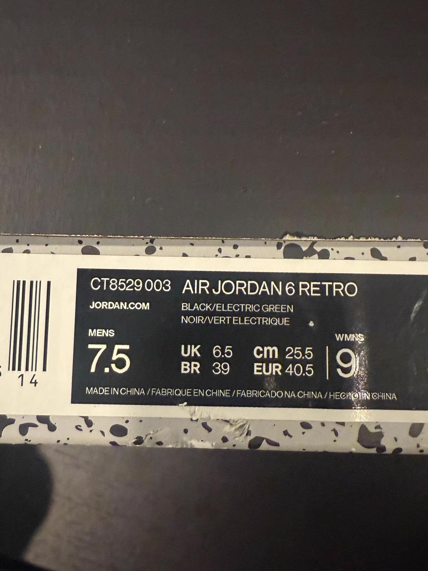 Nike Jordan Air Jordan 6 Retro "Electric Green" Ｑ20 Size US 7.5 / EU 40-41 - 2 Thumbnail