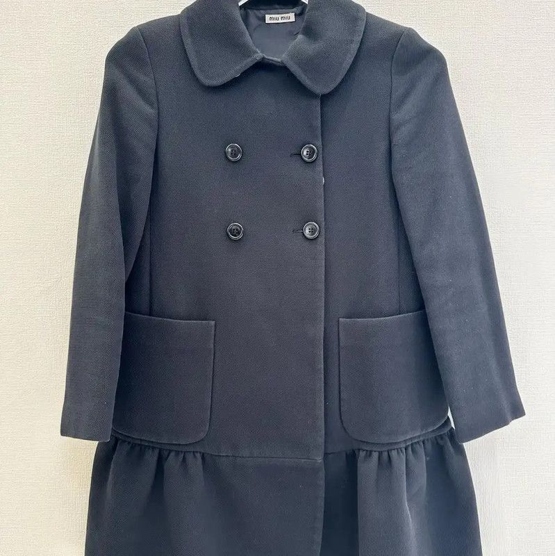 Miu Miu Miu Miu Dark Blue Cotton Mid-Length Coat 0089 Size M / US 6-8 / IT 42-44 - 1 Thumbnail