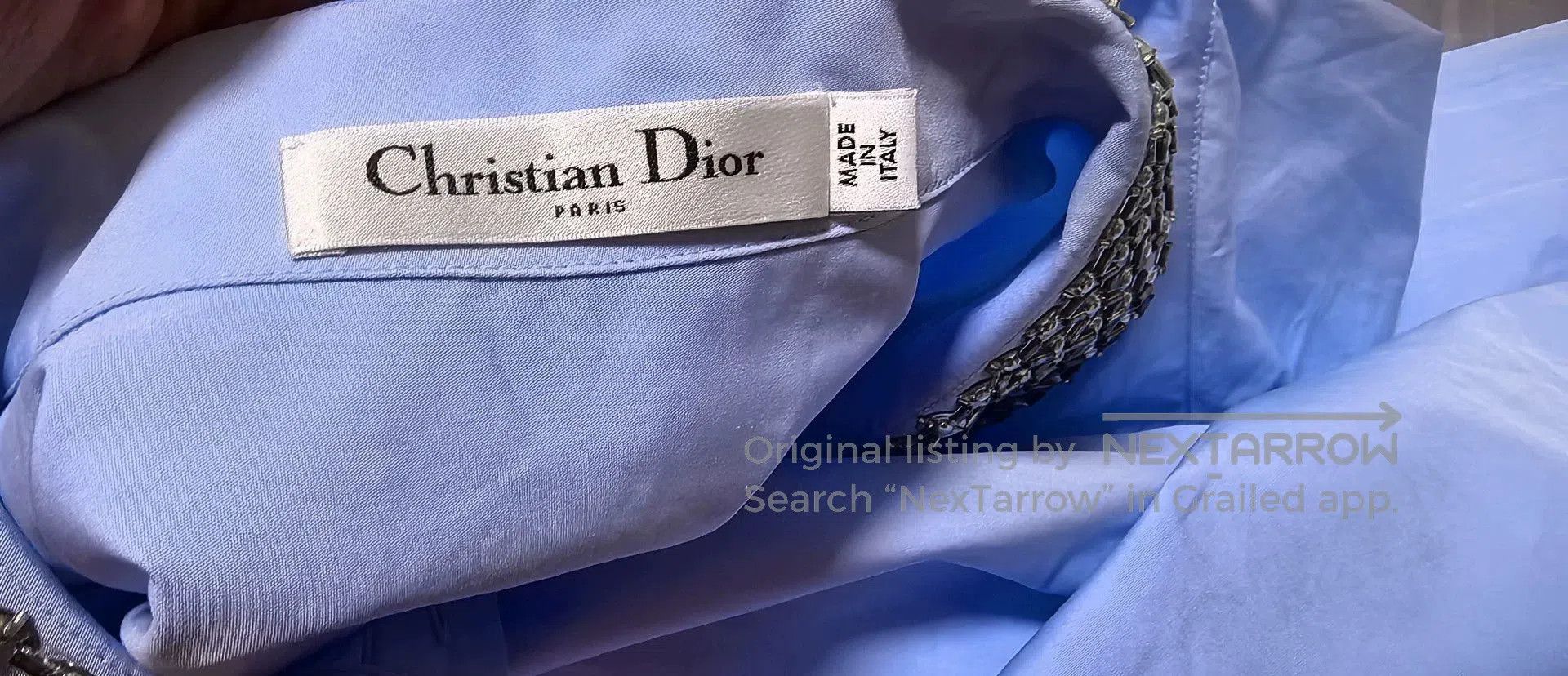 Dior dior blue shirt dress with embellished collar. Size US S / EU 44-46 / 1 - 4 Thumbnail