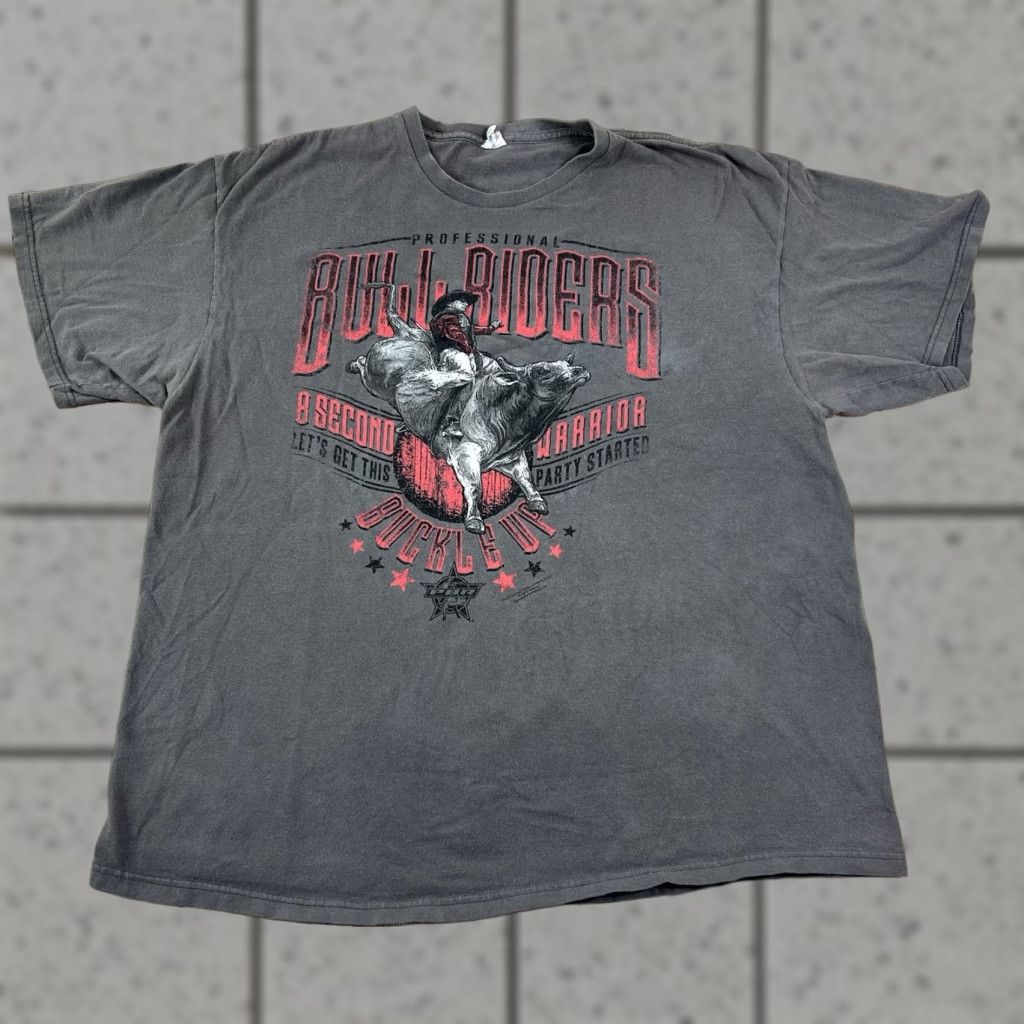 Vintage PBR T-Shirt Grey 2XL Men Warrior Cowboys Western 8 Second Riders Bull Riding Warrior Grey 2XL Mens T-Shirt Size US XXL / EU 58 / 5 - 1 Thumbnail