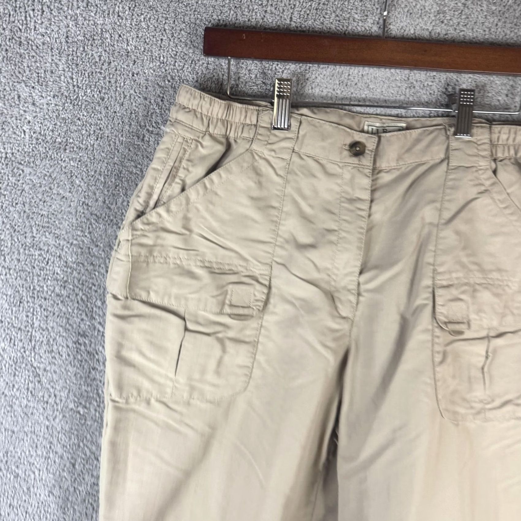 Vintage L.L. Bean Cargo Pants Mens Large Beige Nylon Elastic Waist Relaxed Fit Hiking Size US 33 - 2 Thumbnail