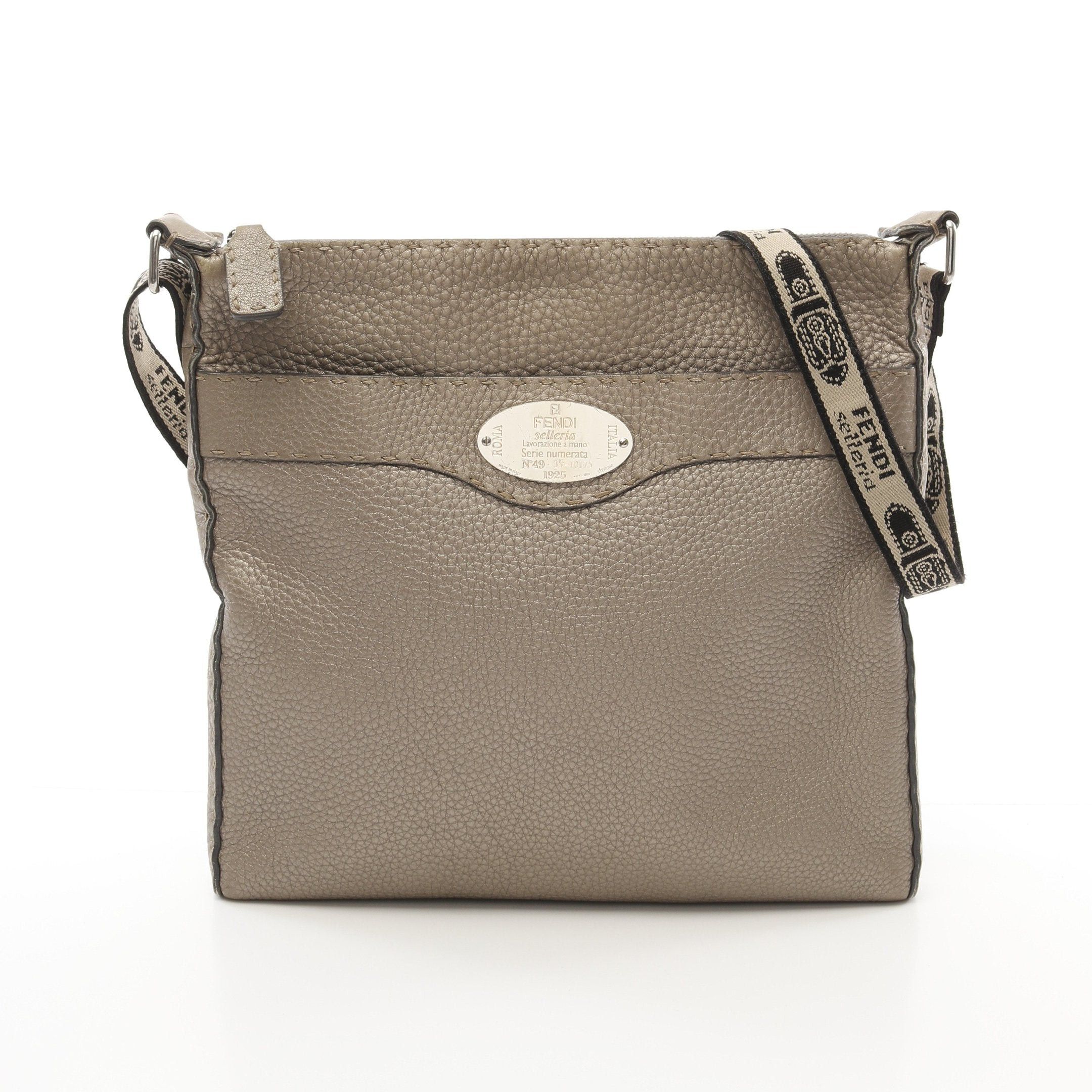 Fendi Fendi Selleria Shoulder Bag Leather Gray Beige Metallic Size ONE SIZE - 1 Thumbnail