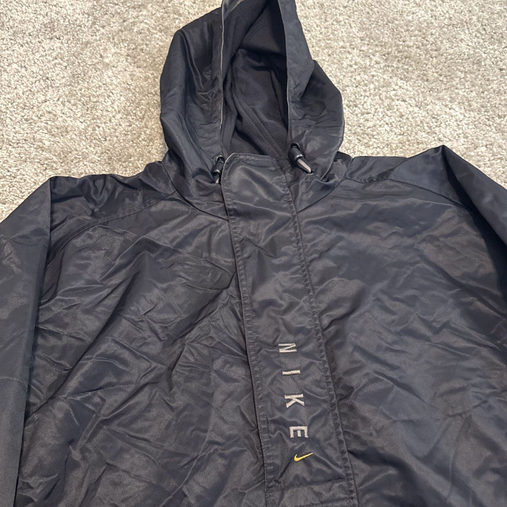 Nike VINTAGE Nike Hooded Jacket 90s Black Nylon Zip Large L Mens Anorak Pullover Half Zip Hooded Jacket Size US L / EU 52-54 / 3 - 4 Thumbnail