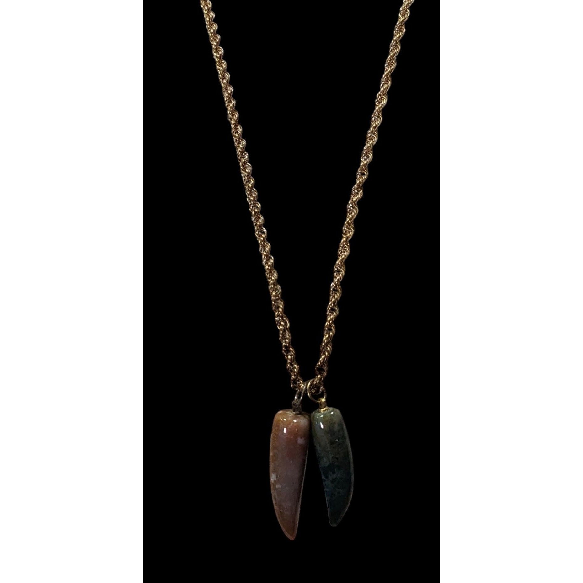 Other Vintage Dual Carved Stone Fang Pendant Necklace Size ONE SIZE - 2 Thumbnail