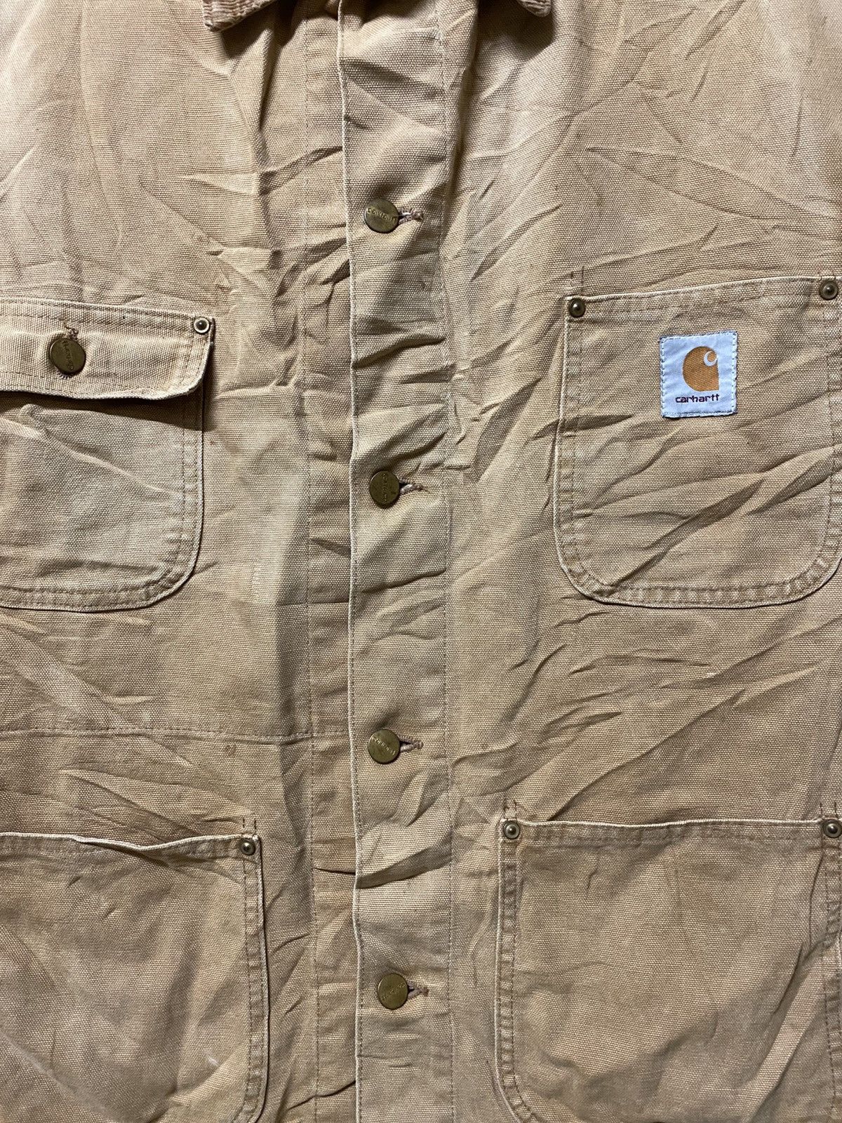 Carhartt Vtg Carhartt chore jacket made in Usa sunfaded yellow colour Size US L / EU 52-54 / 3 - 4 Thumbnail