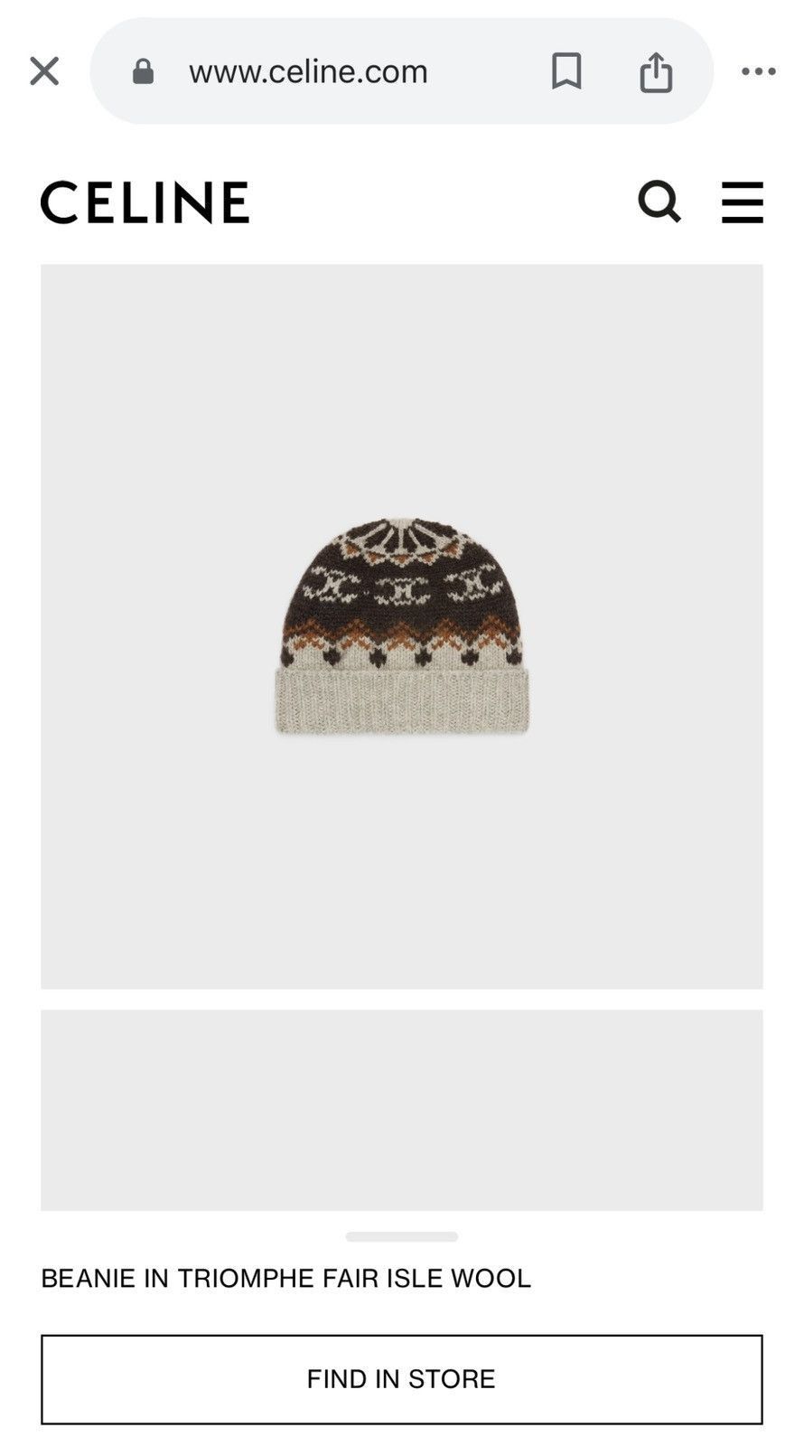 Celine triomphe beanie fair isle wool Size ONE SIZE - 1 Preview