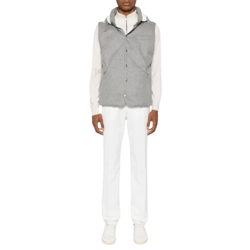 Brunello Cucinelli o1mtch0225 Wool Vest in Light Grey Size US L / EU 52-54 / 3 - 3 Thumbnail