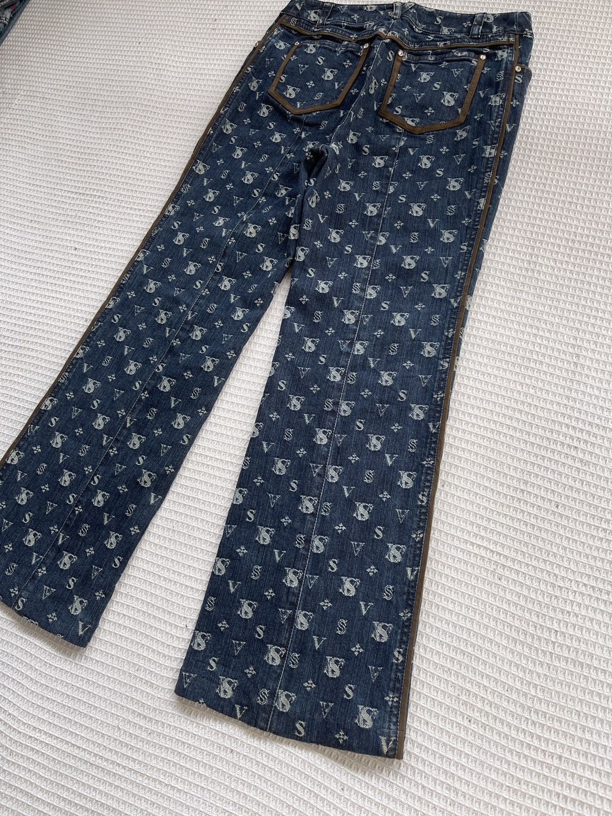 If Six Was Nine Last Drop🔥Very Rare🔥Designer Japan VALENZA Monogram Jeans Size 28" / US 6 / IT 42 - 4 Thumbnail