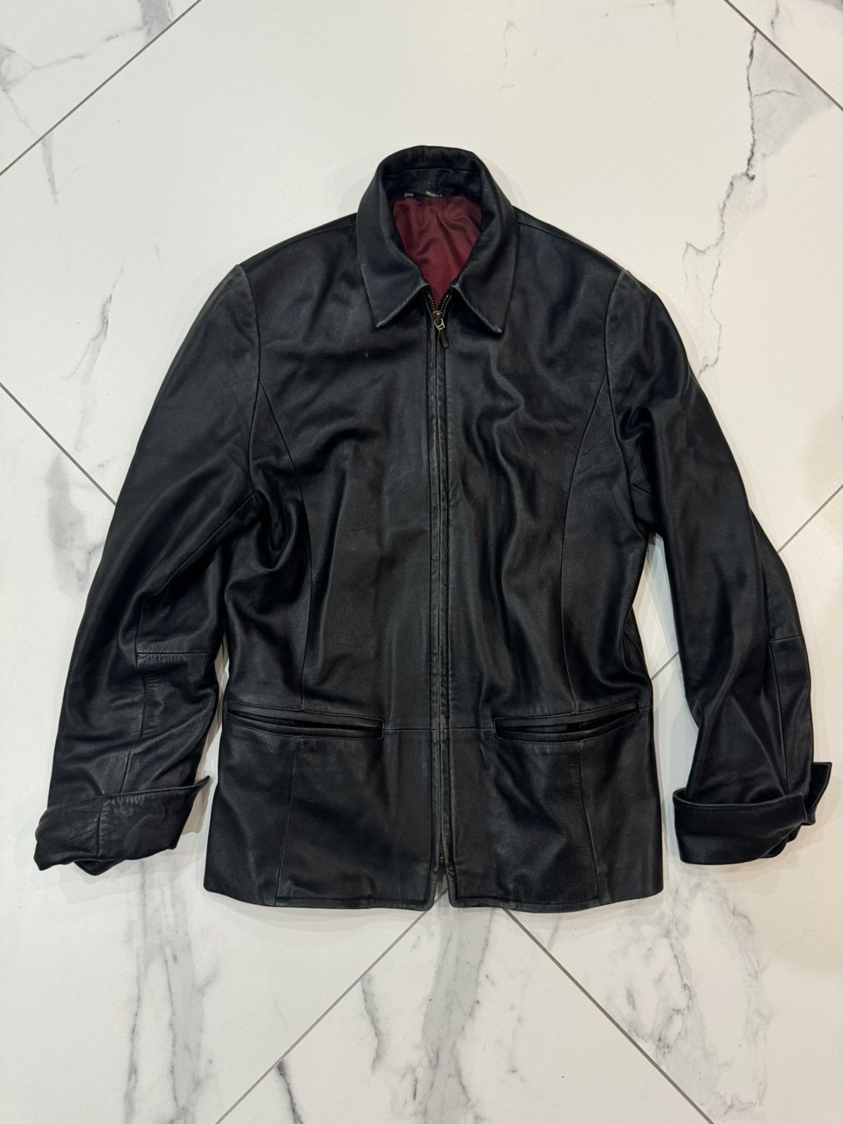 Vintage 00s Y2K vintage Italian Leather Jacket Size M / US 6-8 / IT 42-44 - 1 Thumbnail