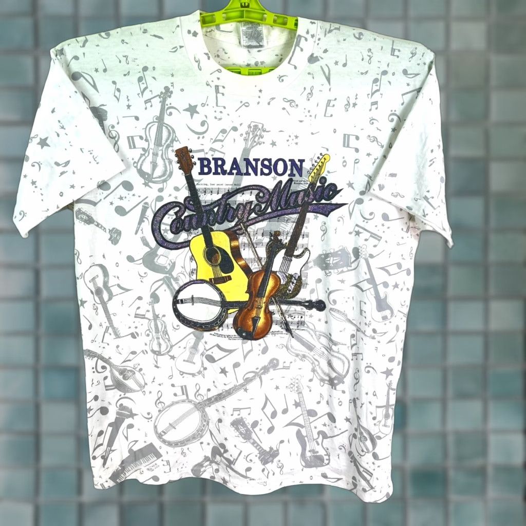 Fruit Of The Loom VINTAGE Country Music Missouri Branson T Shirt XL 90s AOP Gibson Guitar Martin Size US XL / EU 56 / 4 - 1 Thumbnail