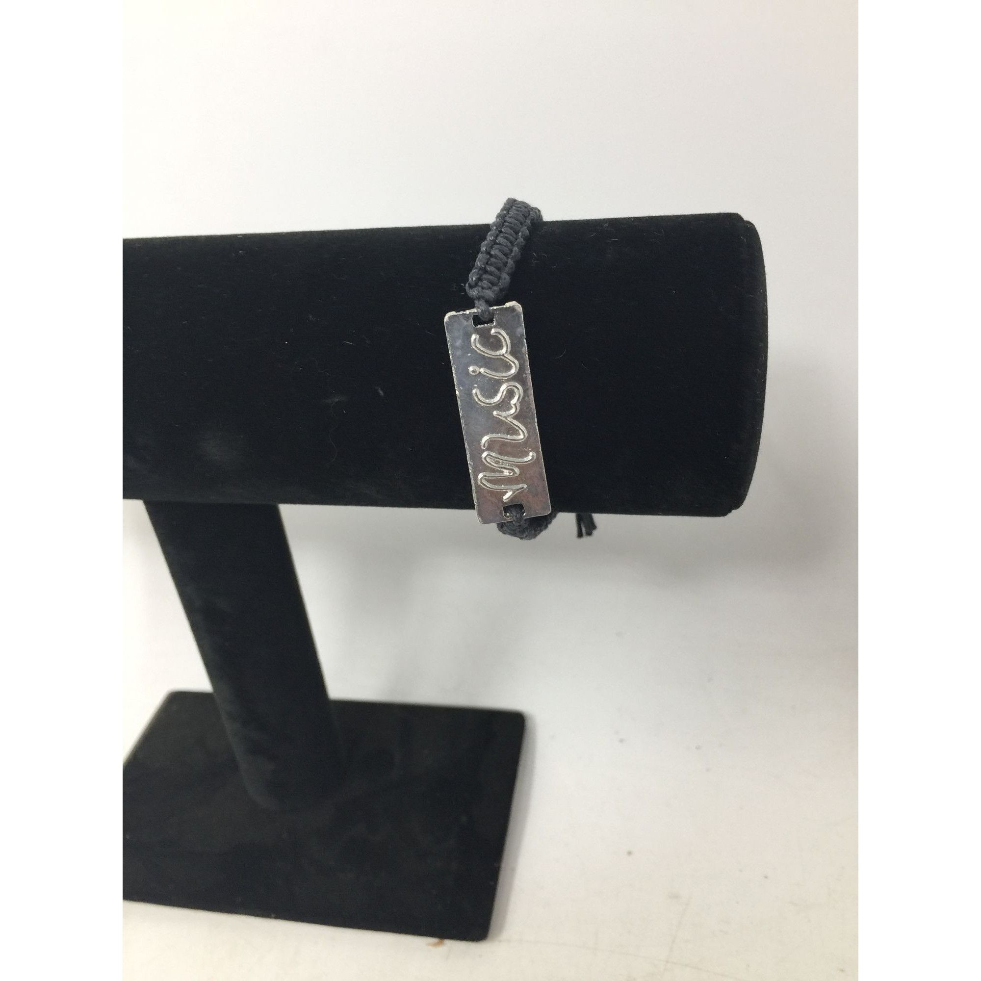 Other Black Bracelet with Silver Tone Pendant that says ''Music'' Size ONE SIZE - 6 Thumbnail