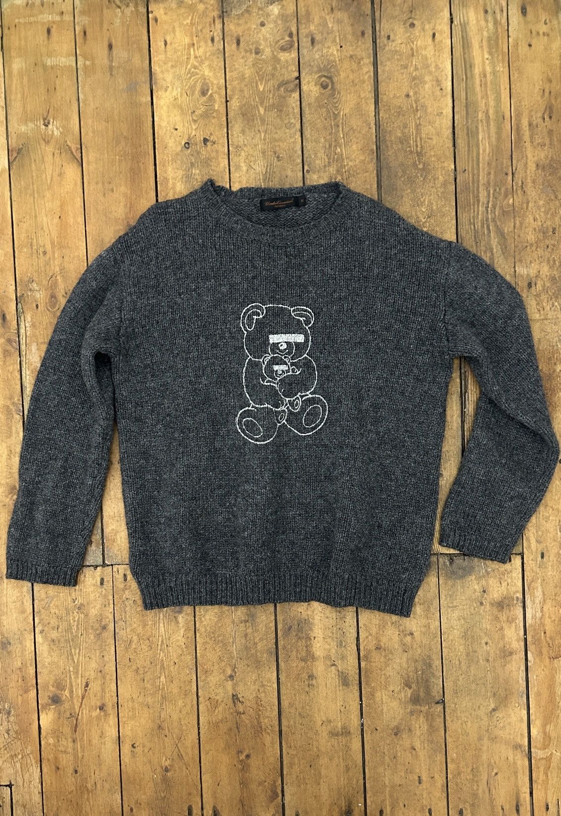 image of Jun Takahashi x Undercover Aw 2003 Teddy Bear Sweater in Grey, Men's (Size Medium)