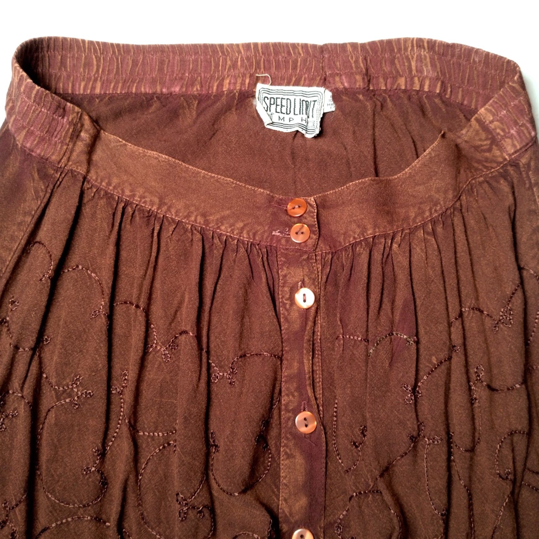 Vintage Speed Limit MPH Skirt Maxi Brown Small Embroidered Boho Hippie Fairy Whimsical BOHEMIAN Womens Size 28" / US 6 / IT 42 - 4 Thumbnail