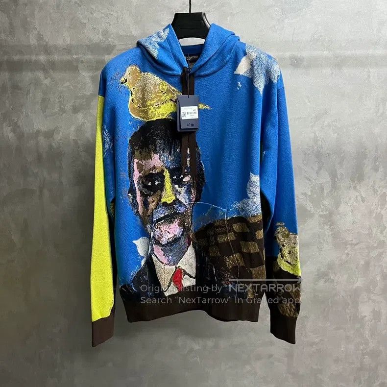 Louis Vuitton Louis Vuitton Blue figure print hooded pullover sweatshirt Size US L / EU 52-54 / 3 - 1 Thumbnail
