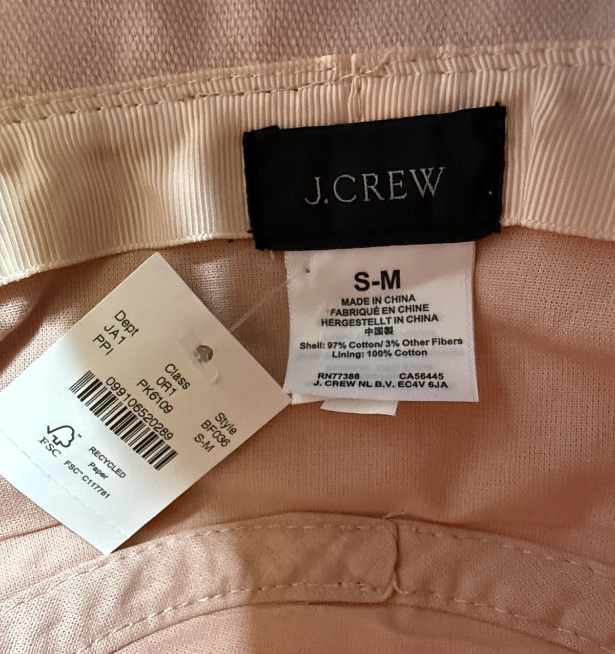 J.Crew J.Crew Woman/Miss Pastel Pink Canvas Fray Fringe Bucket Hat Size ONE SIZE - 5 Thumbnail