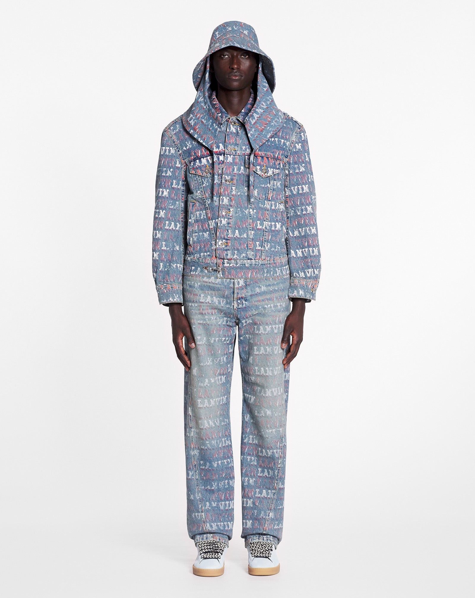 Lanvin o1mle0825 Unisex Asymmetrical Printed Jacket in Blue Size US M / EU 48-50 / 2 - 2 Thumbnail