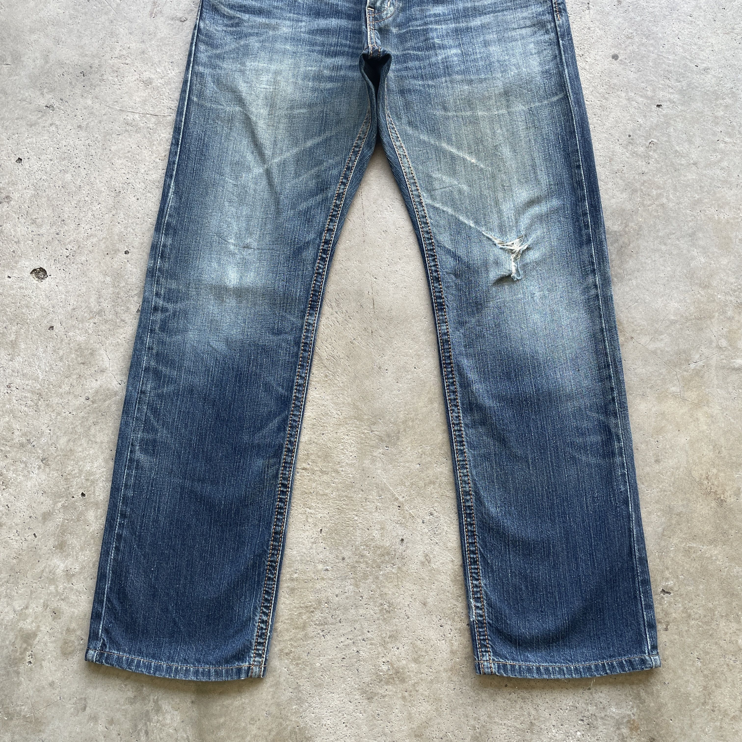 VINTAGE EDWIN XV DENIM DISTRESSED FADED JEANS PANTS W32