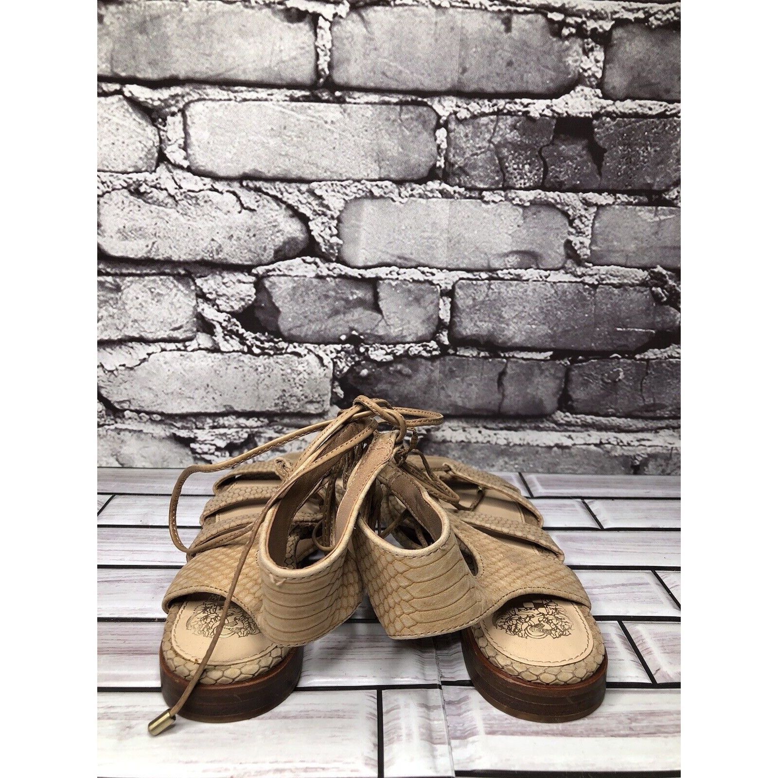 Vince Camuto Vince Camuto Tany Tan Leather Snake Print Gladiator Lace San Size US 6 / IT 36 - 4 Thumbnail