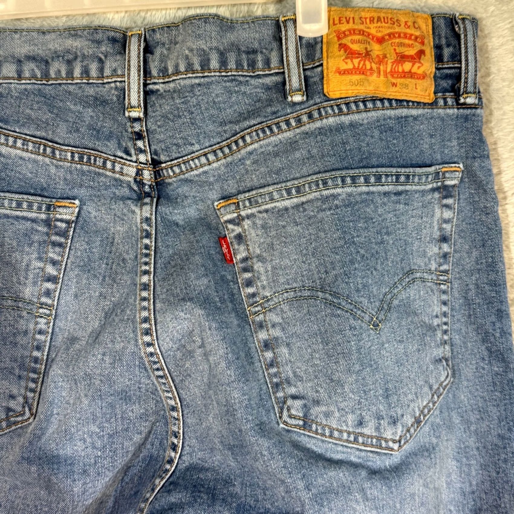Levi's Levi’s 505 Jeans Mens Regular Straight Mid-Rise 38x34 Blue Denim Stretch Size US 38 / EU 54 - 7 Thumbnail