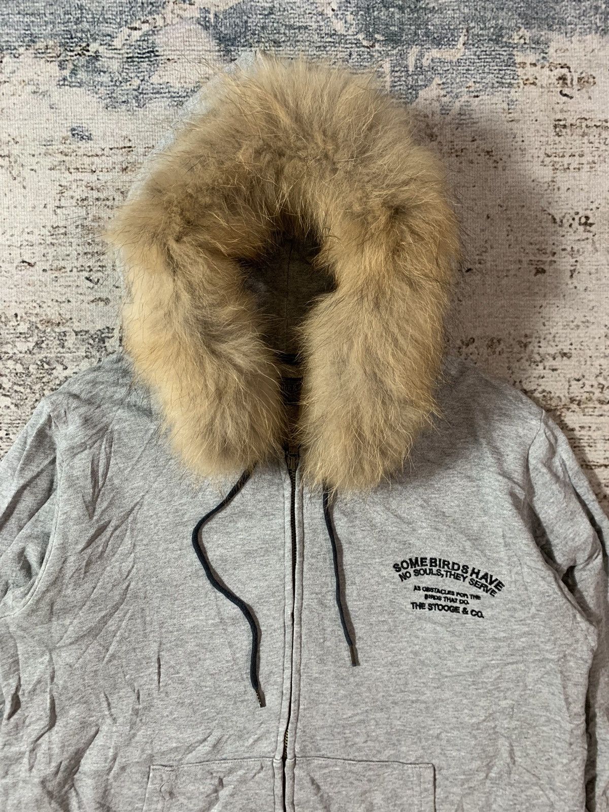 Japanese Glitter Skull Faux Fur Zip Hoodie