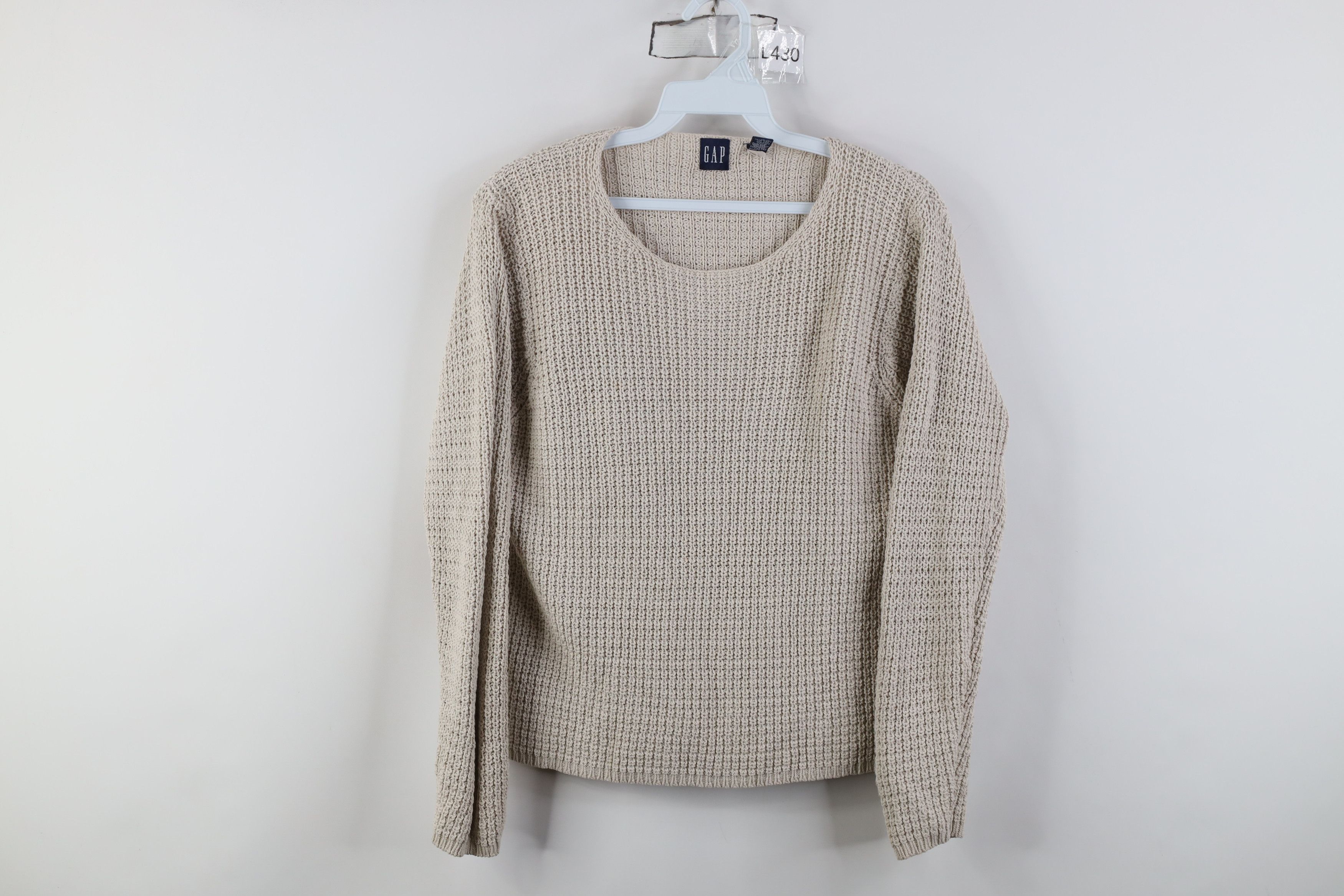 Gap Vintage 90s Y2K Gap Knit Crewneck Sweater Beige Cotton Size M / US 6-8 / IT 42-44 - 1 Thumbnail
