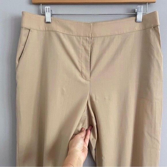 St. John St John Beige Light Wool Straight Wide Trouser Pants - 12 Size 34" / US 12 / IT 48 - 3 Thumbnail