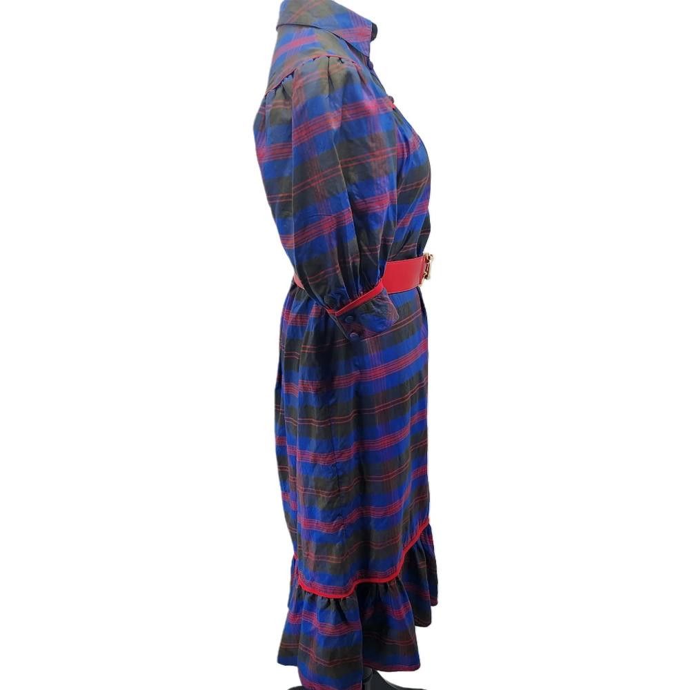 Designer Ricki Freeman for Teri Jon. Vintage Plaid Dress. Size: M Size M / US 6-8 / IT 42-44 - 2 Thumbnail